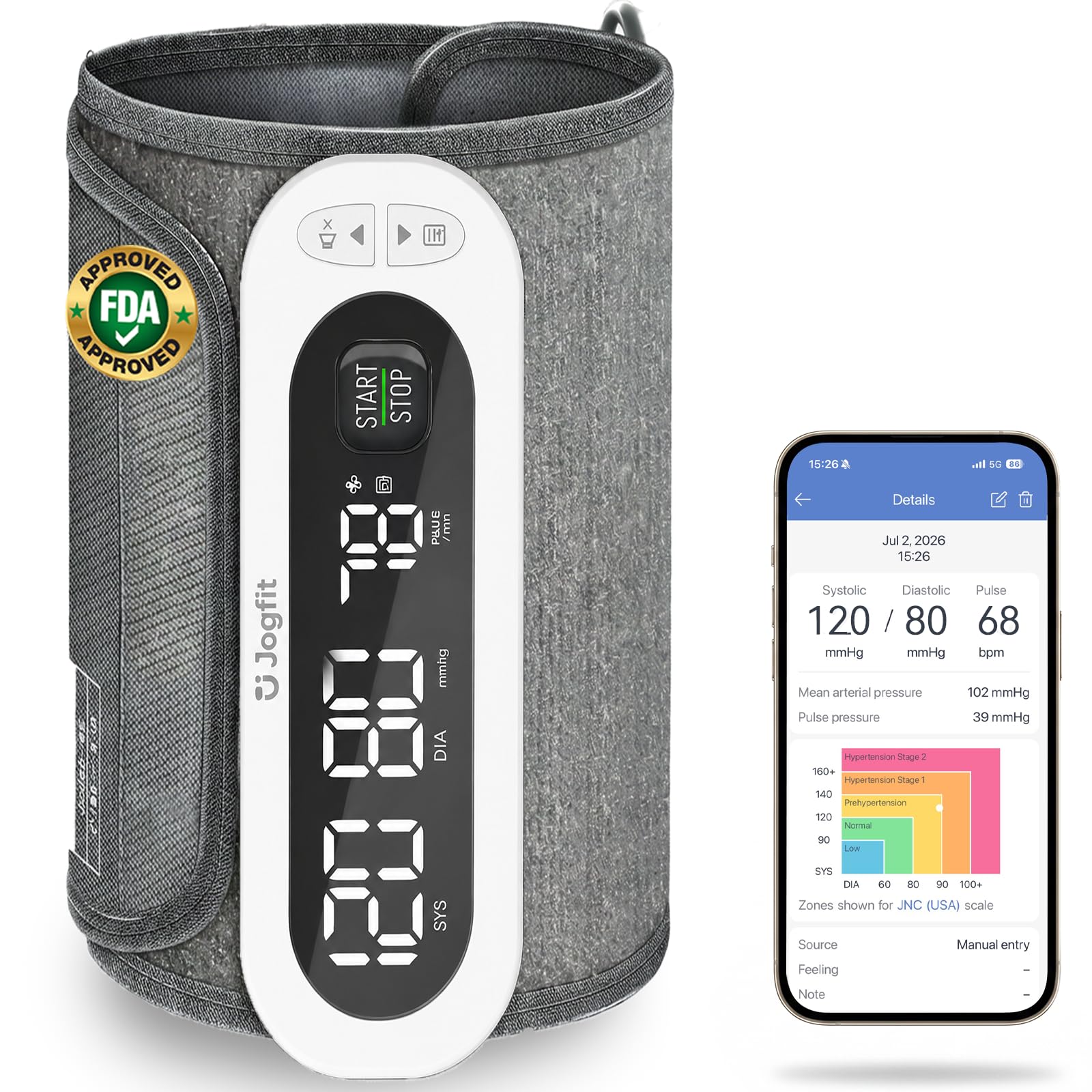 Wireless Blood Pressure Monitor, Upper Arm BPM with 8.7–16.5" Cuff