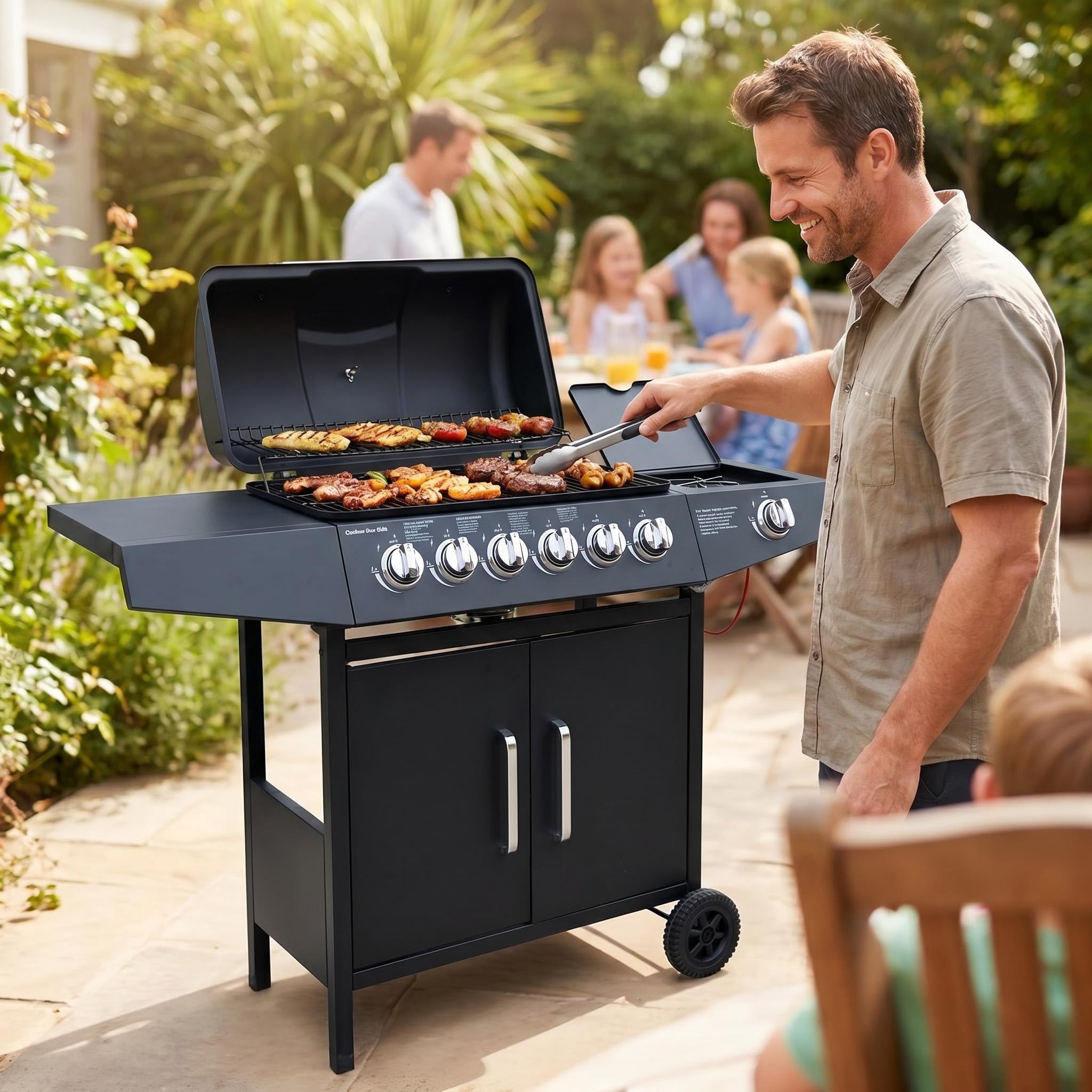 Barbacoa de gas para exteriores 6 + 1 quemador