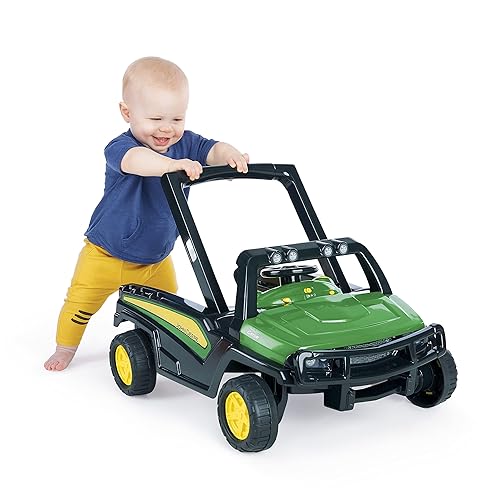 Miniatura 8 de Bright Starts John Deere 4 en 1 Gator Green Centro de actividades para bebés y andador de empuje con volante interactivo extraíble, juguete de 6