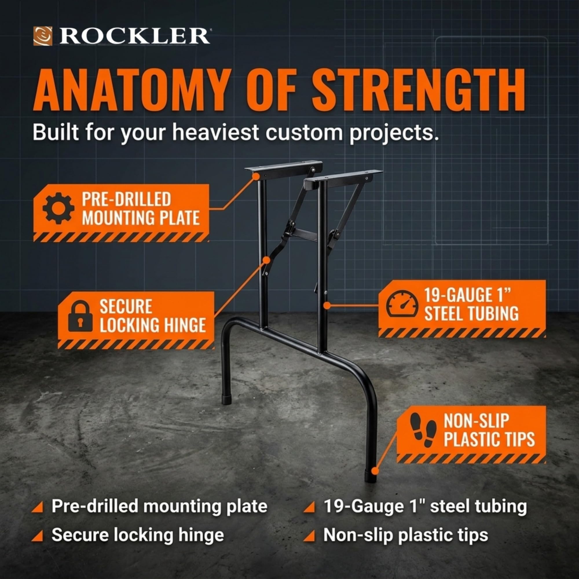 Rockler Folding Table Legs Set of 2 Steel Banquet Table Legs Black 24 | Folding Table Legs Stable Foldable Design Banquet Table Legs Non-Slip Plastic Tips Welded 19-Gauge Steel Construction product thumbnail 8
