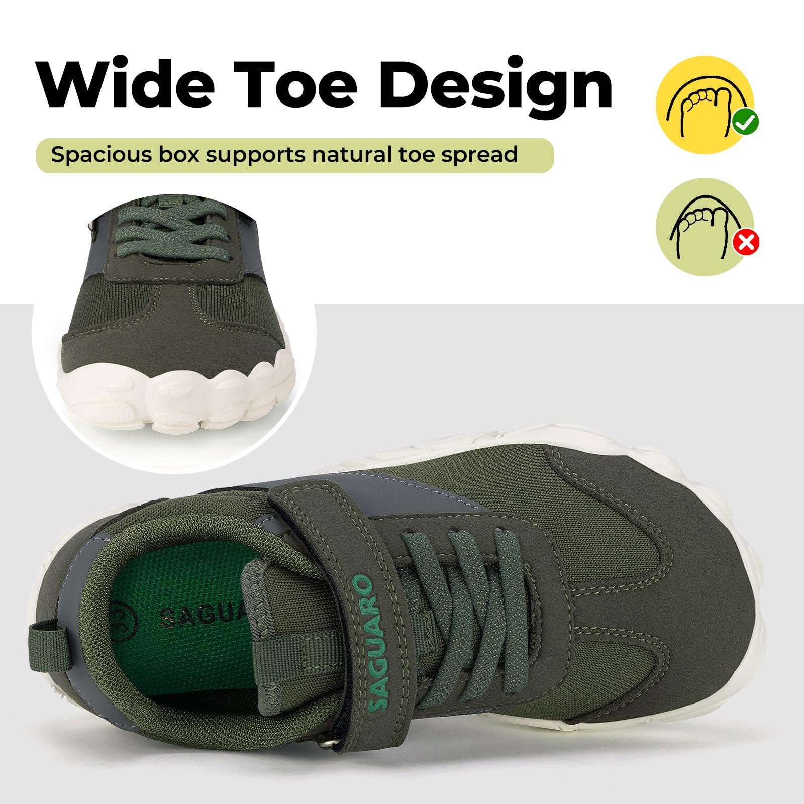 SAGUARO Barefoot Dziecięce lekkie trampki minimalistyczne, oddychające, z szerokimi palcami, rozmiar 25-36