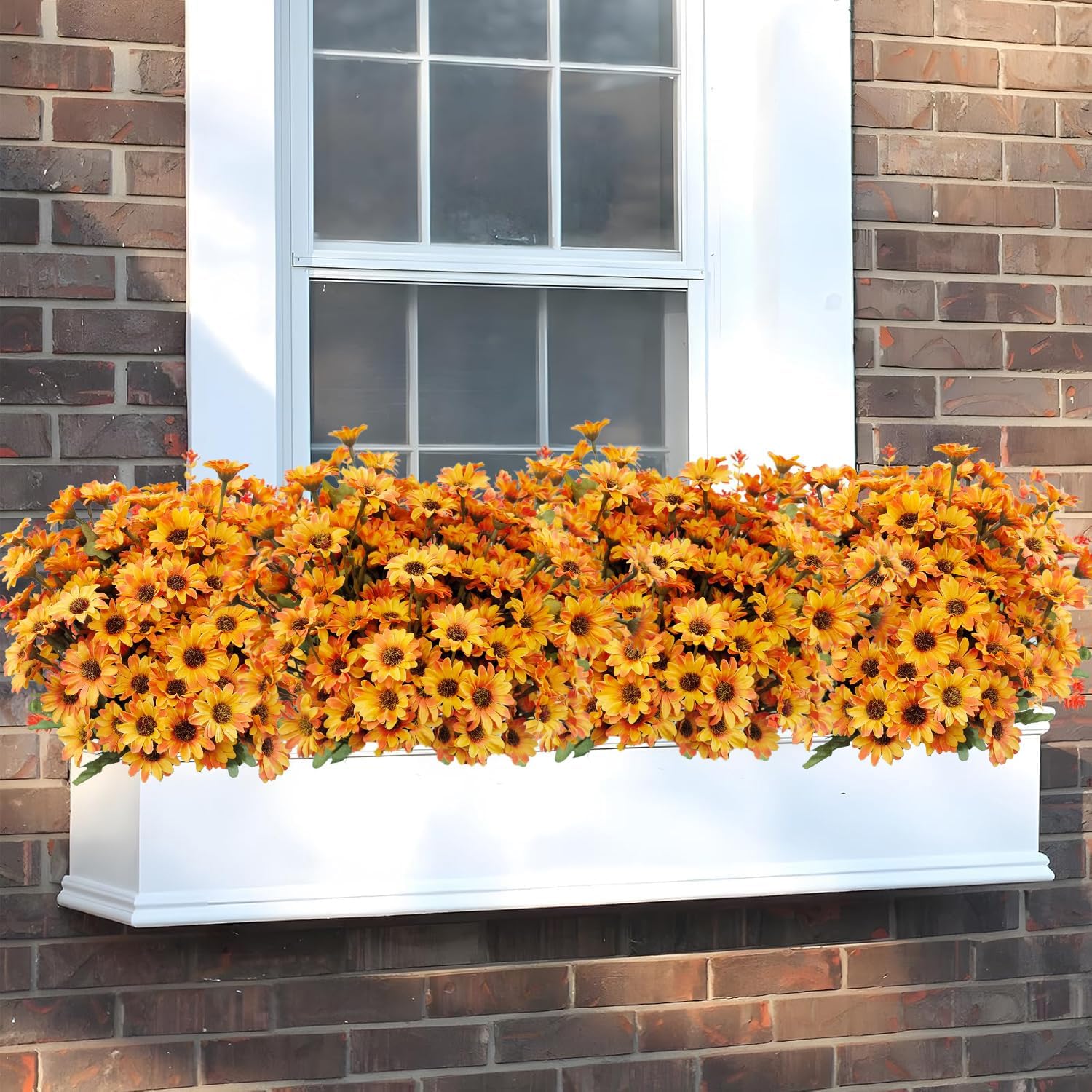 10 Bundles Artificial Fall Flowers Fake Mums Outdoor No Fade Faux Silk Daisy Bulk Plants Flower Arrangements for Autumn Home Outside Porch Patio Farmhouse Garden Pots Planter Decor - Image 5