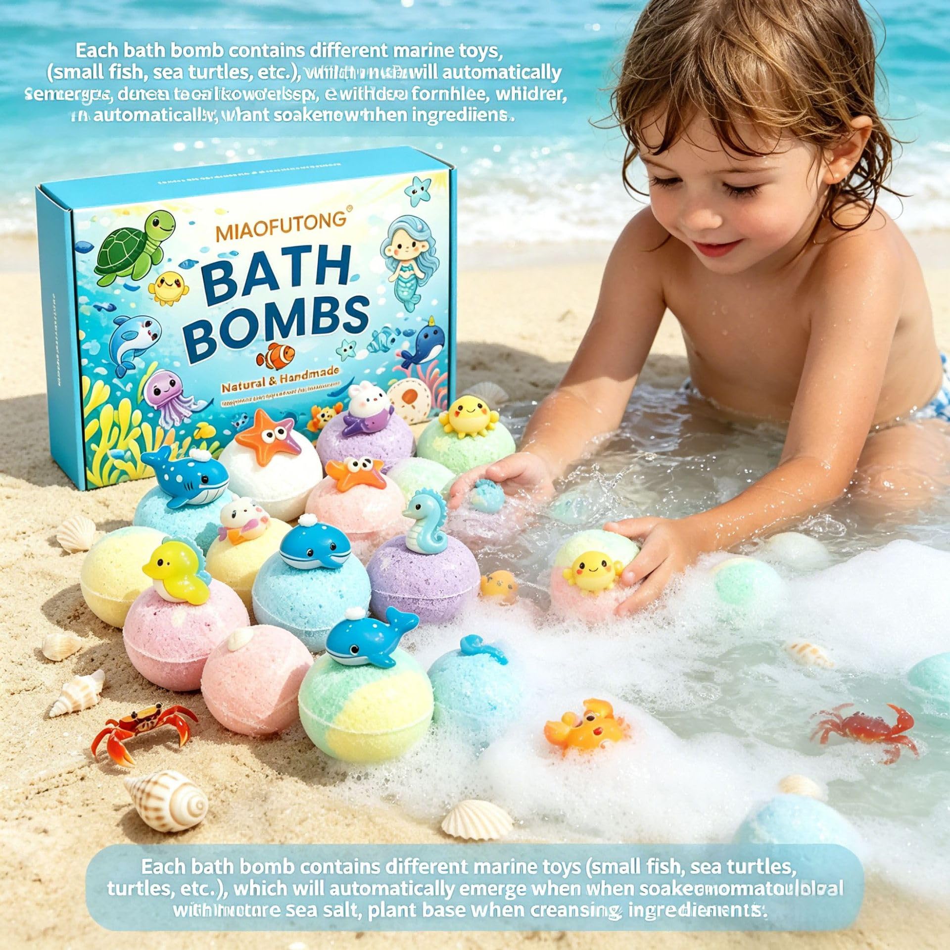 PlayFizz - Easter Surprise Bath Bombs WITH TOYS for KIDS 1 Box – 12 Pieces(1 Box – 12 Pieces)