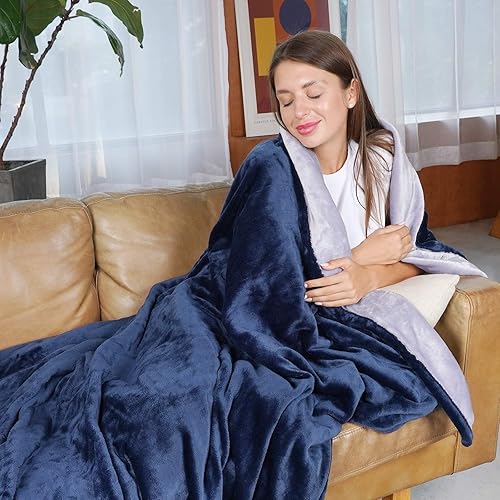 Miniatura 5 de Manta eléctrica suave y acogedora manta térmica de franela de 50 x 60 pulgadas, calentamiento rápido con 6 ajustes de calefacción y 8 ajustes de