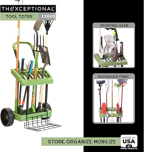 Miniatura 9 de Toter de herramientas rodantes  Estante de almacenamiento sobre ruedas para el cuidado del patio, jardín y césped  Almacena y organiza equipo