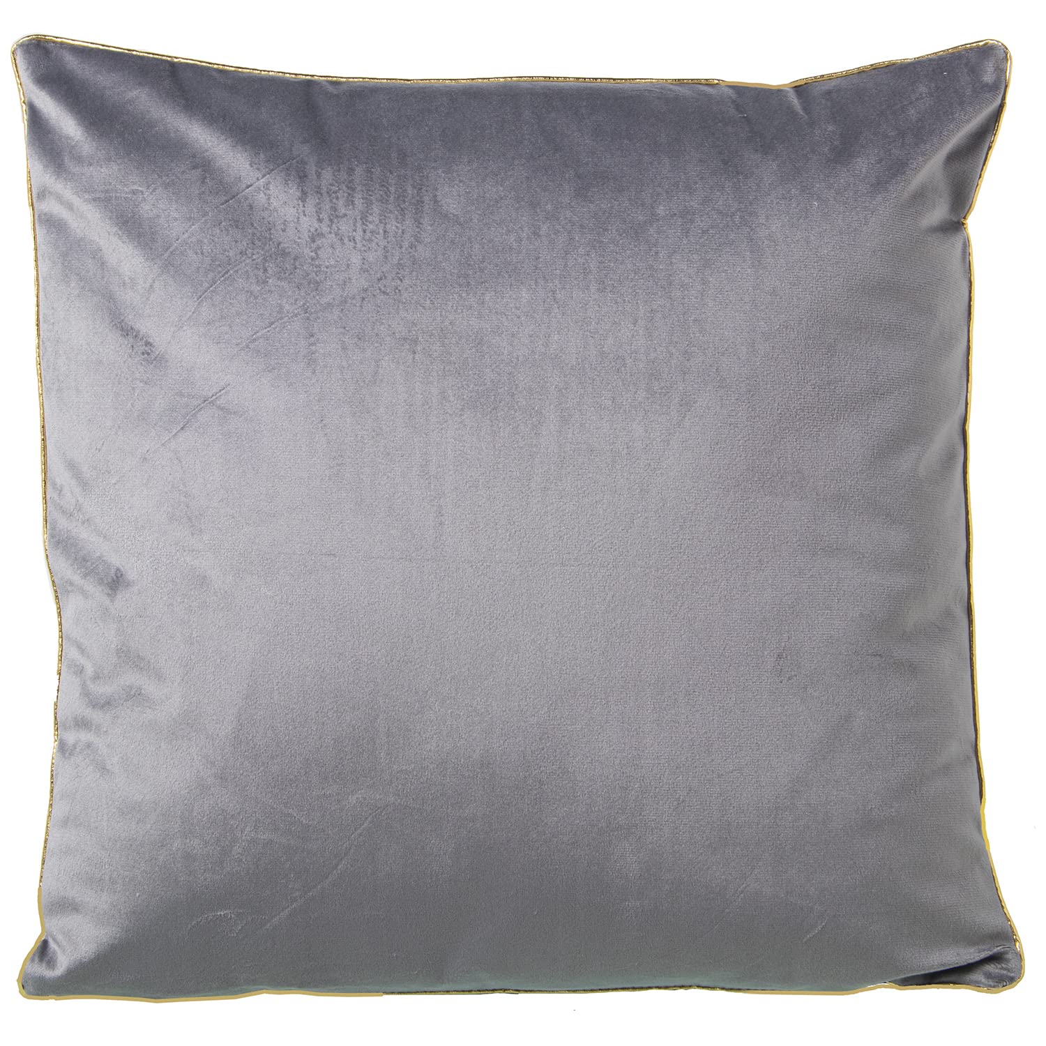 COJÍN TERCIOPELO GRIS 45X45CMC/CREMALLERA 45X45CM, CON RIBETE DORADO
