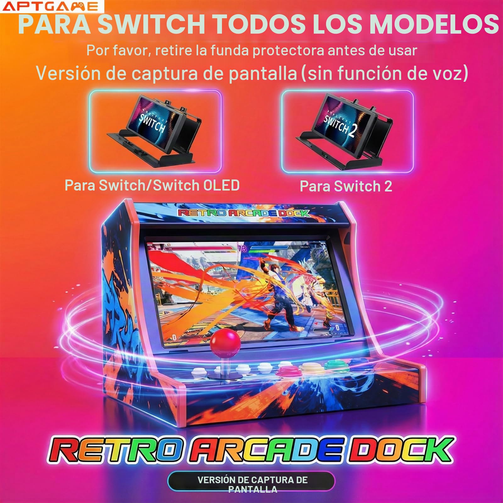 Switch Arcade Stick para Nintendo Switch/OLED/Switch 2, máquinas de arcade retro para el hogar y soporte de gabinete de juegos de arcade para Street Fighter-versión de captura de pantalla