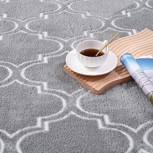 Miniatura 6 de Amearea Alfombra mullida para interiores, alfombras marroquíes suaves con enrejado para dormitorio, alfombra moderna para sala de estar, habitación