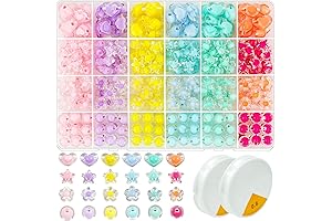 Macaron Pastel Acrylic Flowers: 400 Pcs Aesthetic Bead Assortment for Jewelry and Crafts