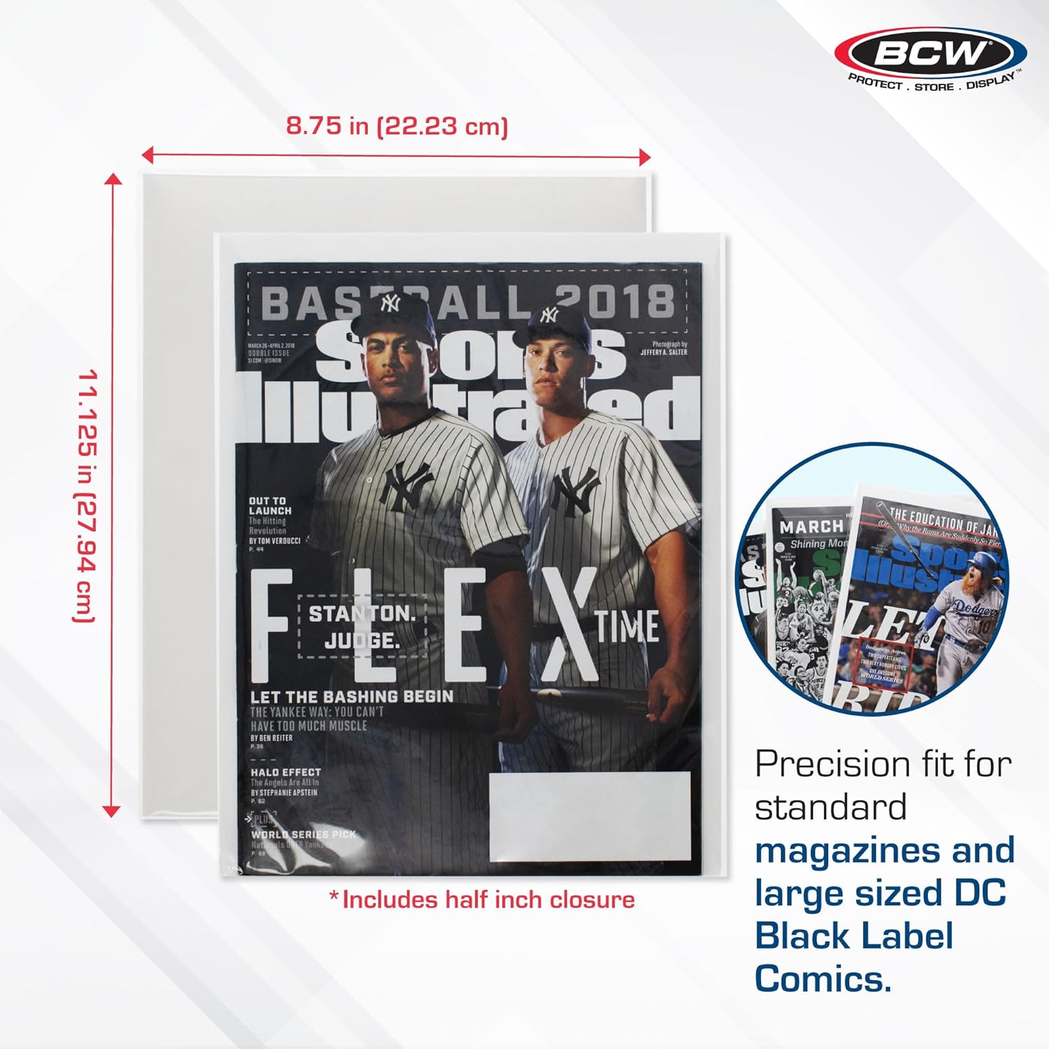 BCW Magazine Bags and Boards – (50 Pack) | Premade Resealable Magazine Protectors | Standard Size 8 ¾" x 11 ⅛" | Magazine Sleeves and Boards Pre-Loaded for Storage and Display