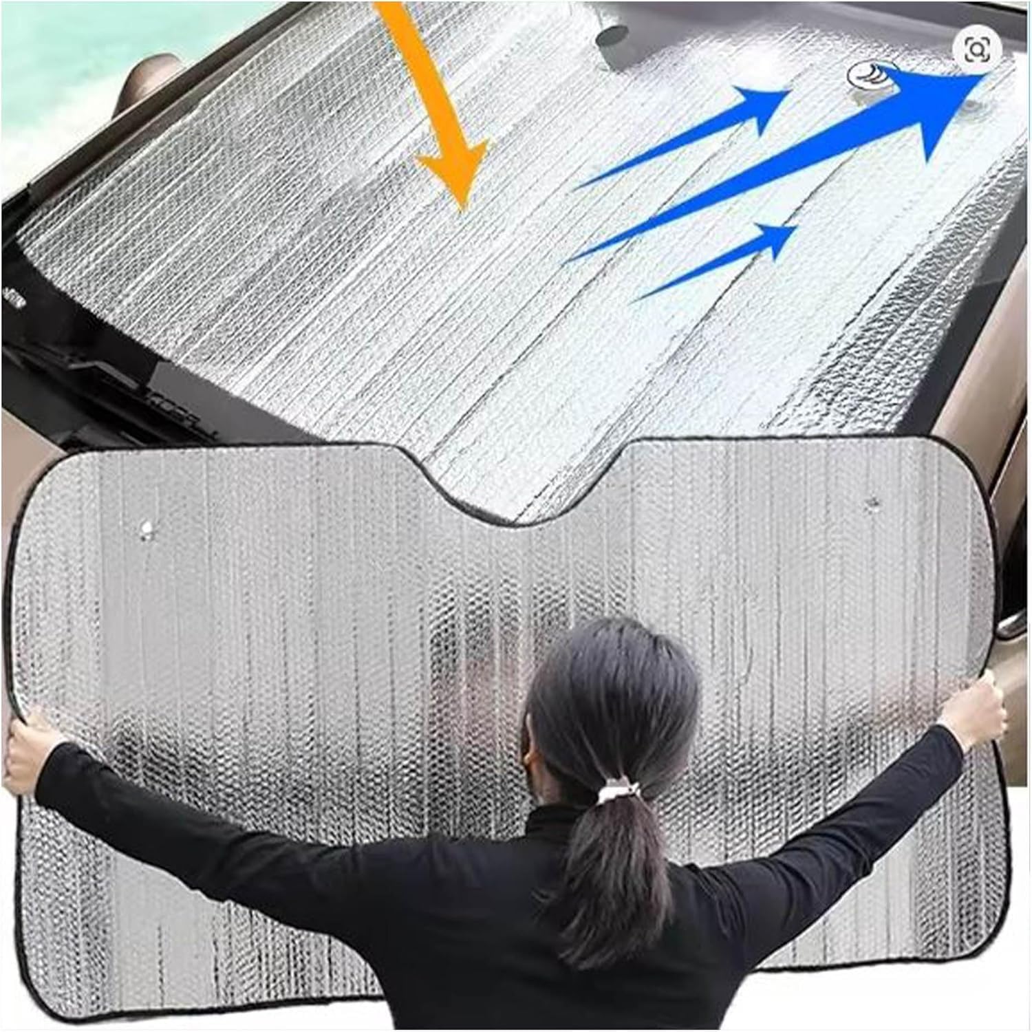 Parasole Auto Parabrezza Interno Pieghevole (130 * 60) – Protezione Sole UV, Riduce Calore, Adatta per La Maggior Parte dei Veicoli (Argento 130 * 60)