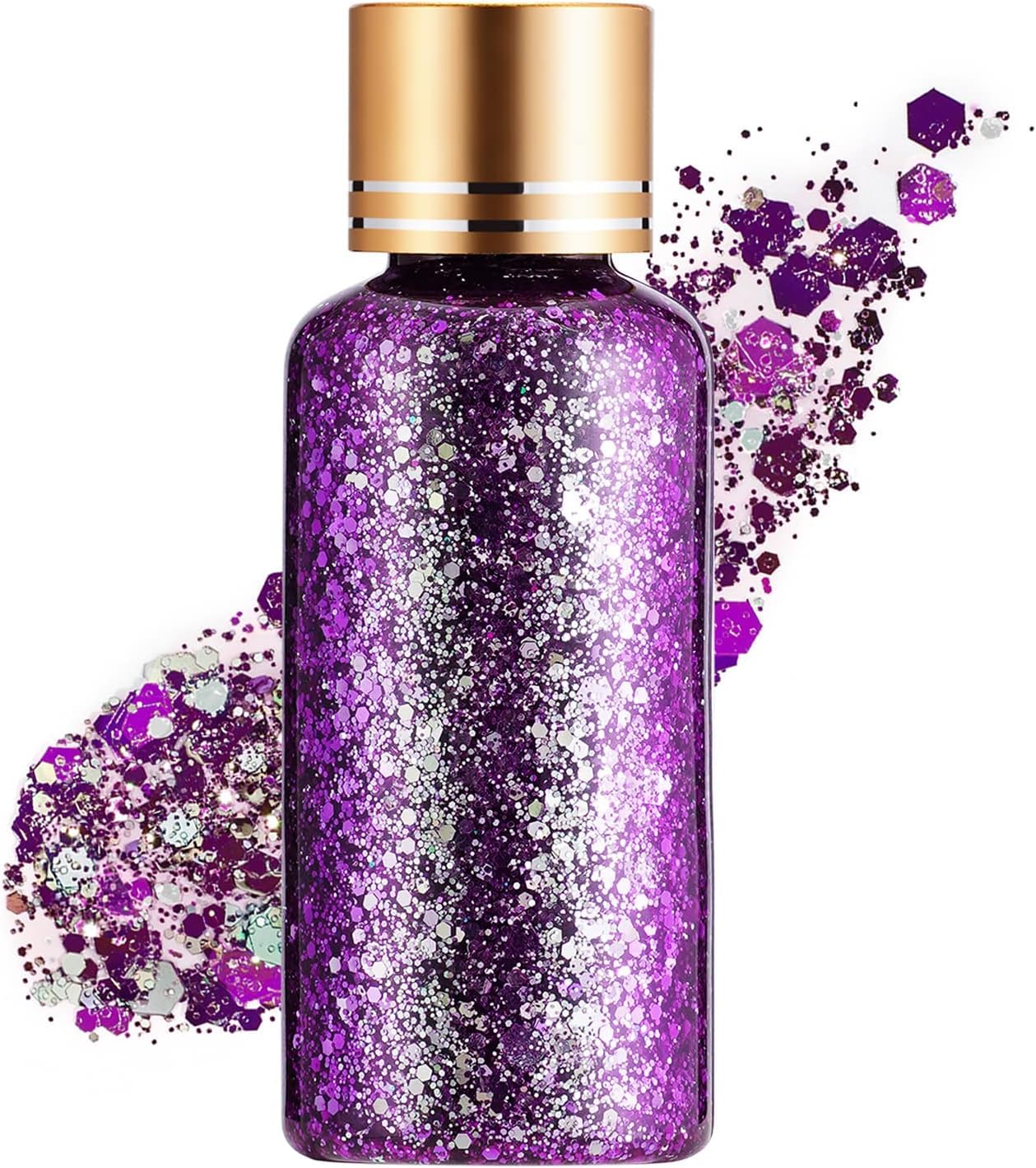 Mermaid Sequins Body Glitter Gel for Face,Shimmer Liquid Eyeshadow Holographic Glitter Body Gel Festival Glitter Cosmetic Face Skin Hair Nails Makeup Long Lasting Sparkling (Body Glitter#8-Purple)