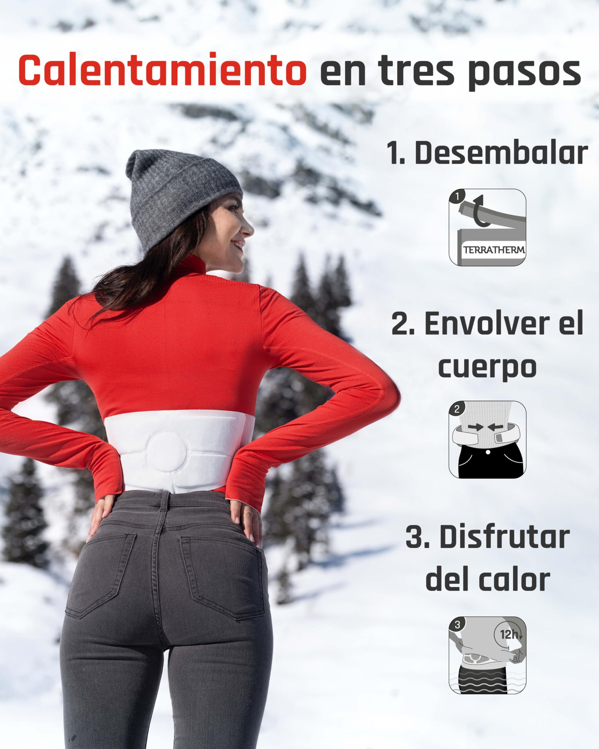 TerraTherm Cintura térmica - 12 horas de calor profundo calmante - Talla S-XL - 3 u 8 unidades - activado por aire - 100% calor natural - Parche calentador - 3 unidades