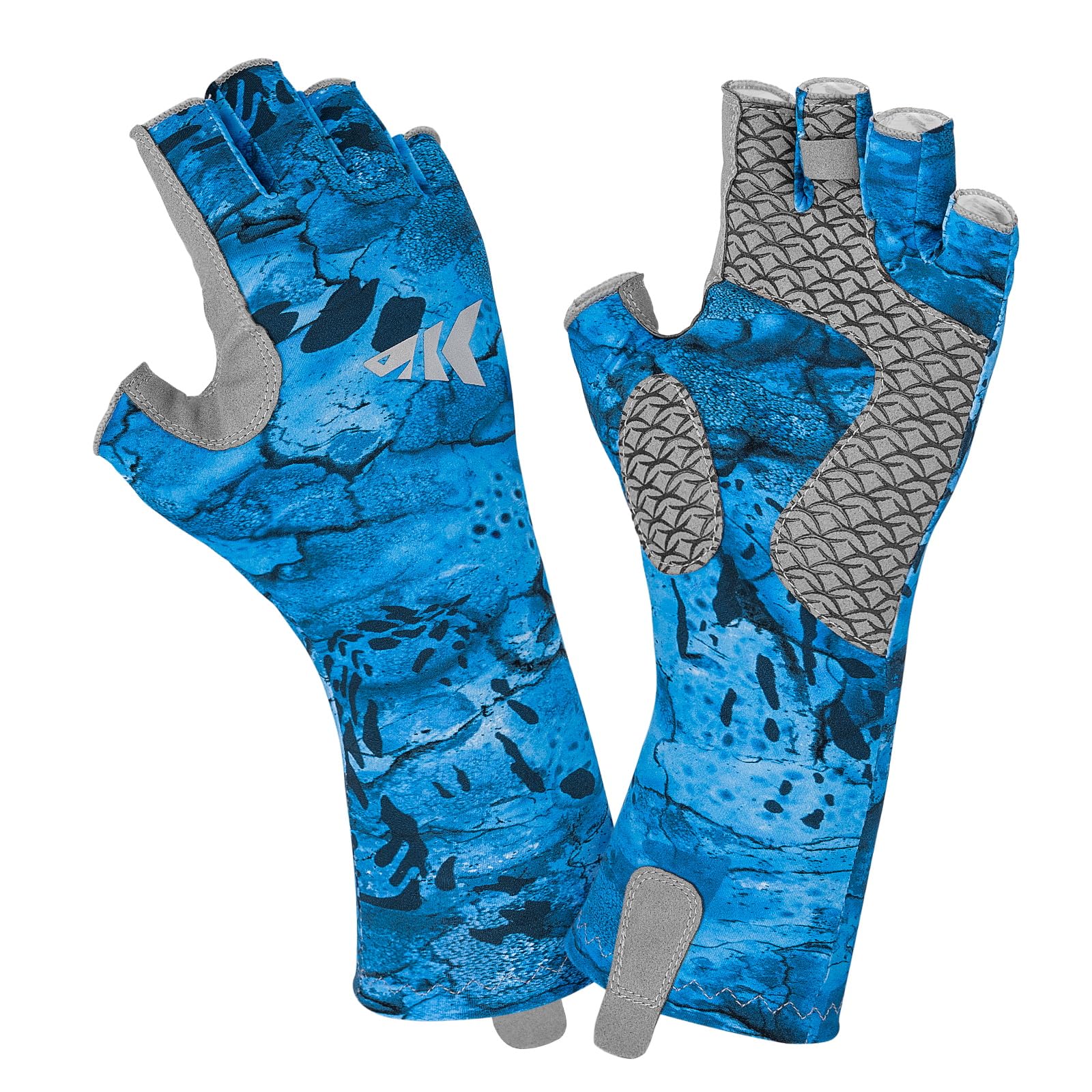 KastKing San Rafael Fishing Gloves, UPF 50 Sun Protection Fingerless Gloves Quick-Dry, Extended Cuff UV Protection Gloves for Outdoor, Kayaking, Rowing, Paddling,Hunting