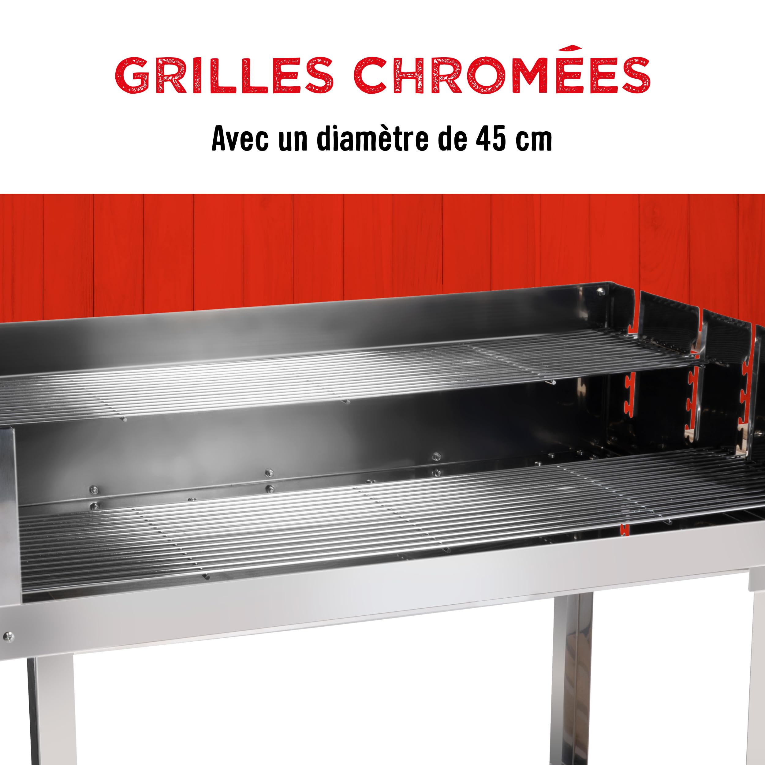 BBQ Collection Barbecue à Charbon de Bois Grande Taille - Grille avec Roues - Barbecue Bois 2 Grilles - 98 x 56 x 85 cm - Fumoir Jardin