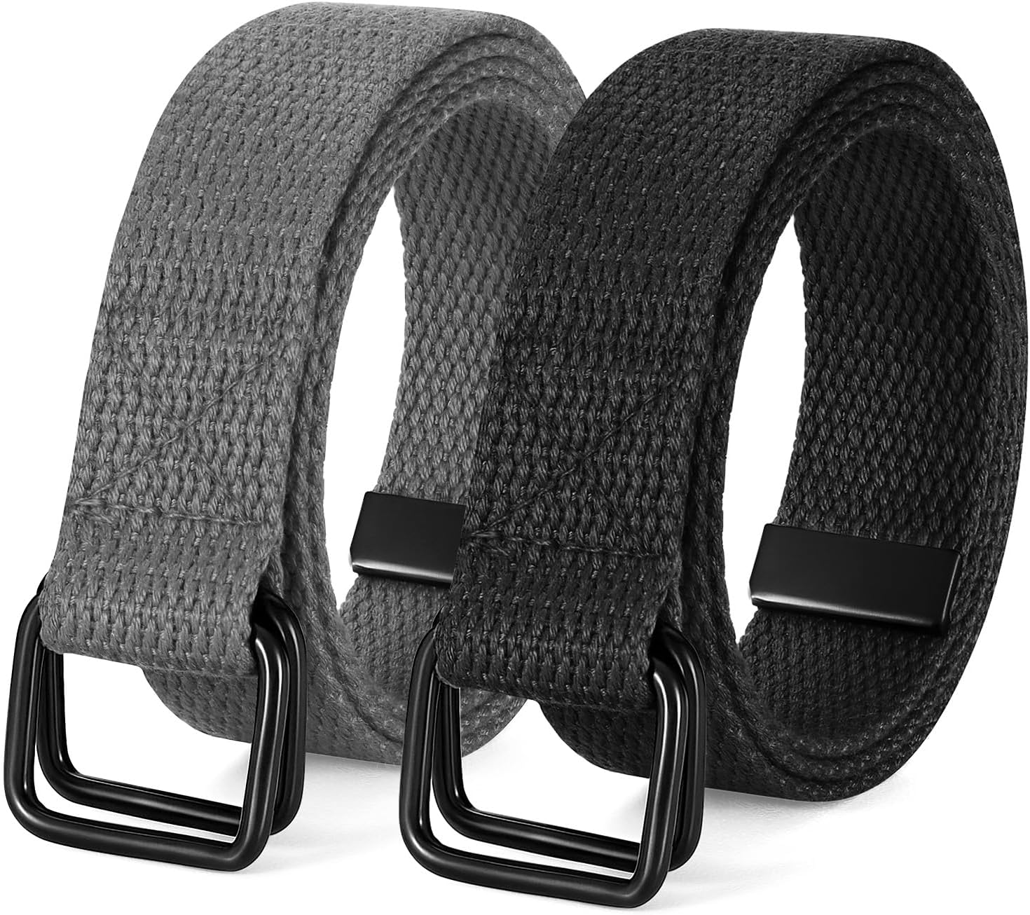 JASGOOD 2 Pack Boys Belts,Kids Canvas Belts Football Baseball Belt with Double Ring Buckle for Softball Pants Jeans