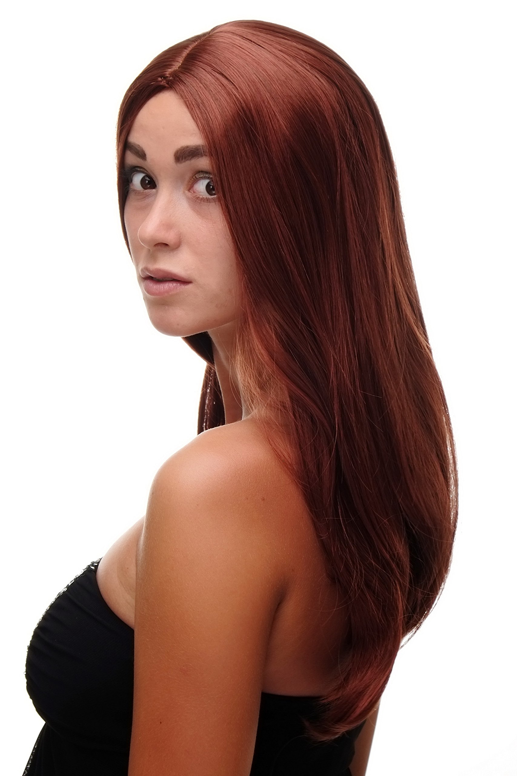 WIG ME UP SA-151-350 Lady Quality Wig long straight beautiful middle parting dark copper red 23inch inch, copper red (350) - Image 3