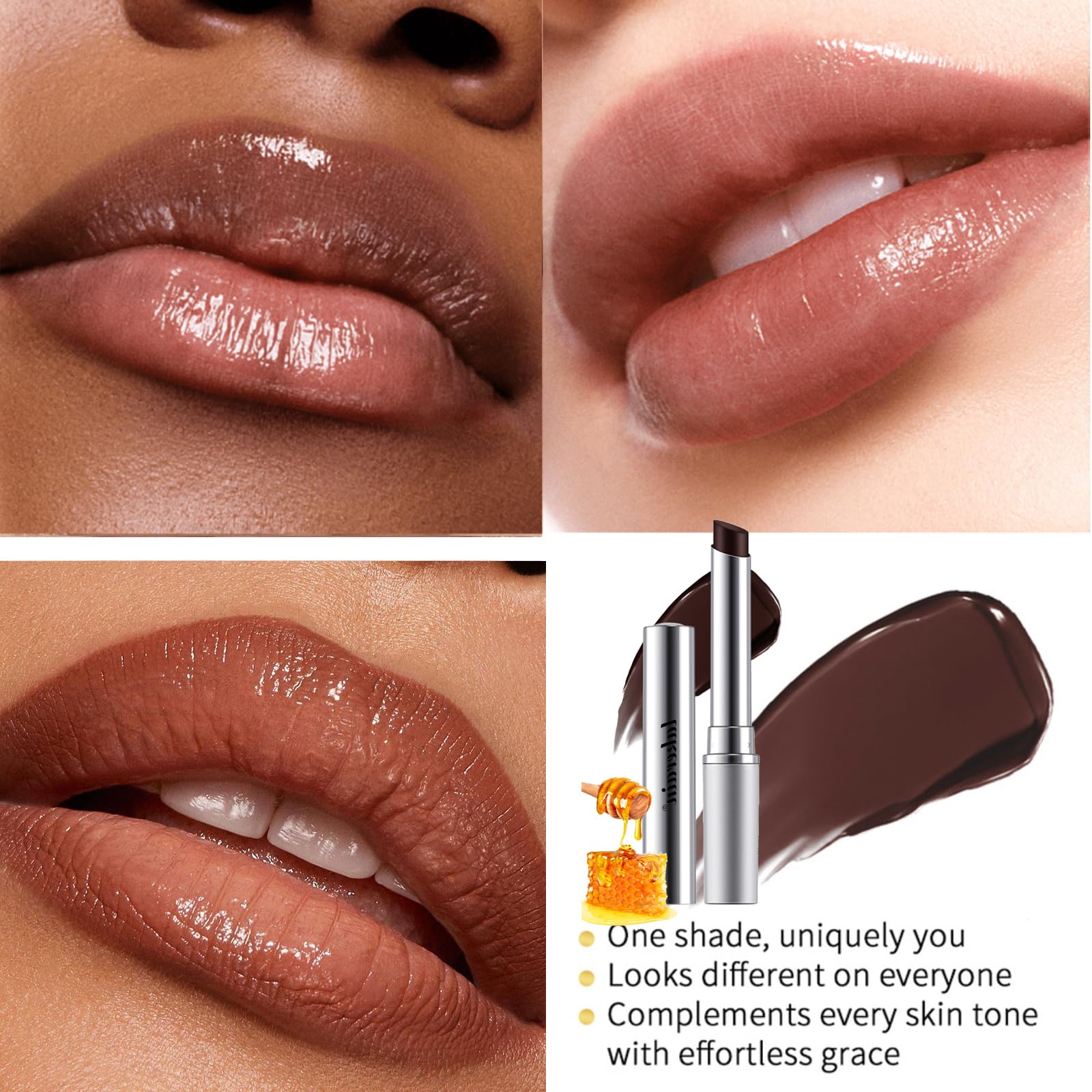 Black Dark Honey Lipstick, Almost Honey Balm Black Color Lipstick Tinted Lip Balm - Image 2