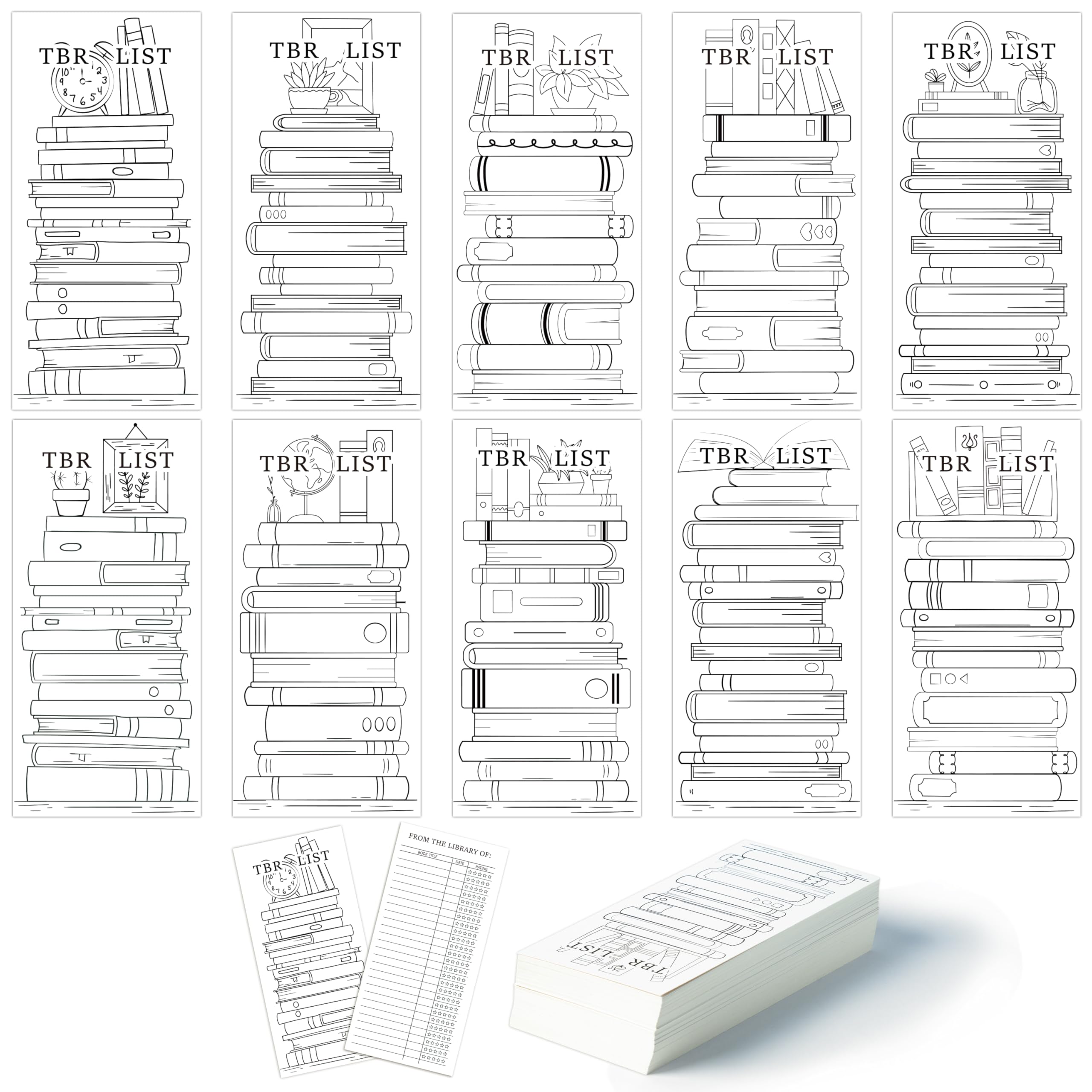 COcnny Reading Tracker Log Bookmarks - 100pcs Read List Book Mark for Reading Lovers, Color Your Own Timer Bookmark Bulk, Cute Bookish Items Study Records Tracker for Teacher Student Classroom Library