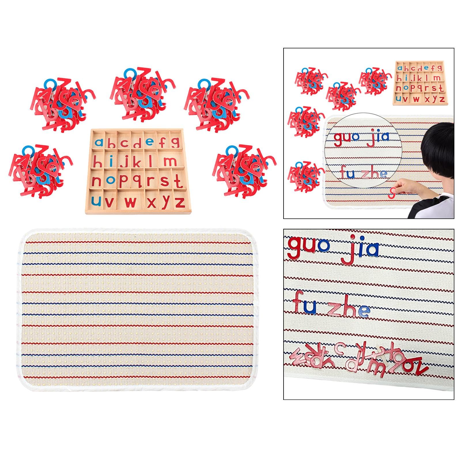 Bewegliches Alphabet, Holzbuchstaben Zum Schreiben mit Box, Buchstabenmatten, Sprachobjekte für Mädchen, Jungen, Kindergeschenke, 5 Pakete Buchstaben