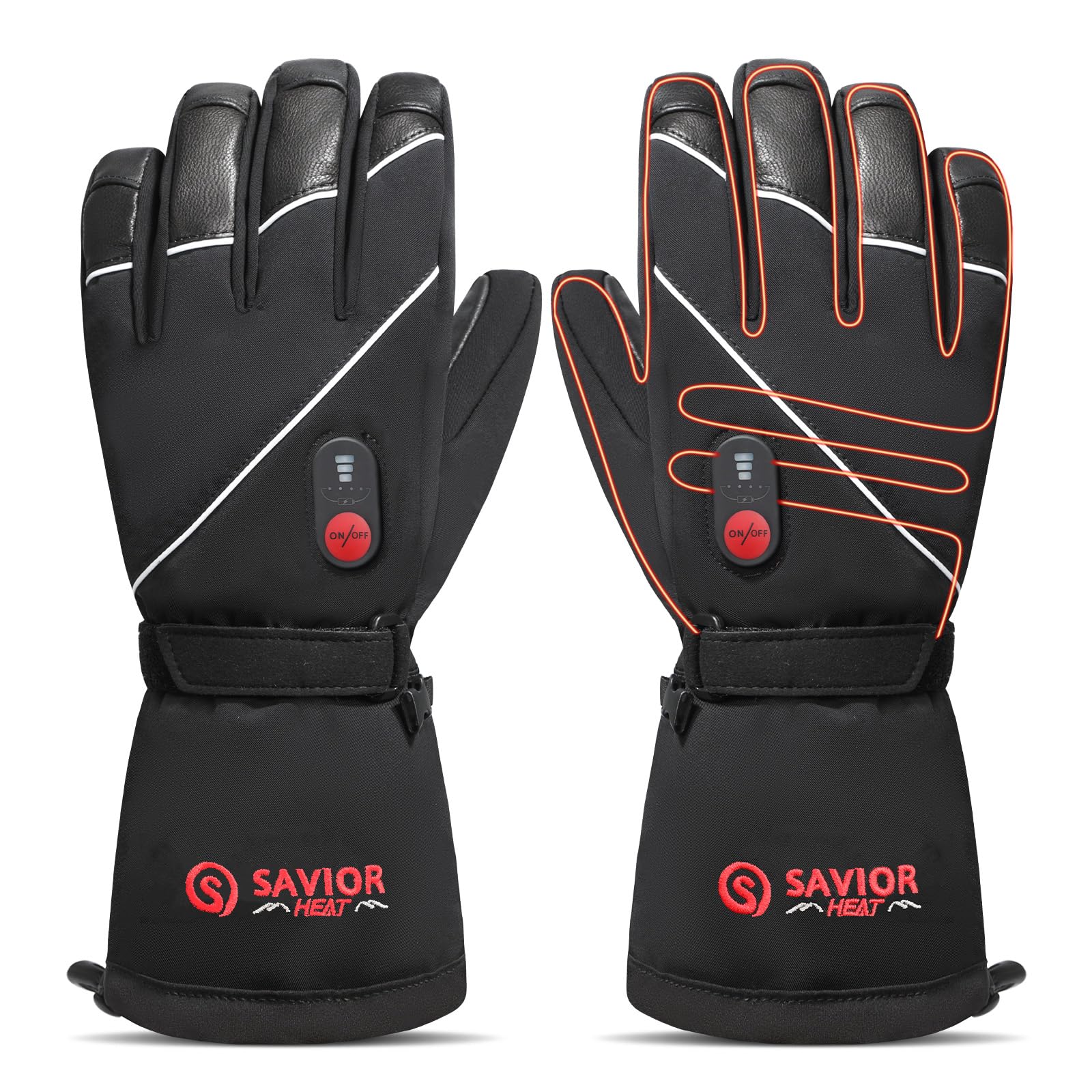 SAVIOR HEAT Guanti Riscaldati per Uomini e Donne, Guanti Riscaldati a Batteria Elettrica Ricaricabile per Sci Ciclismo Motociclismo Escursionismo Alpinismo Corsa a piedi Campeggio