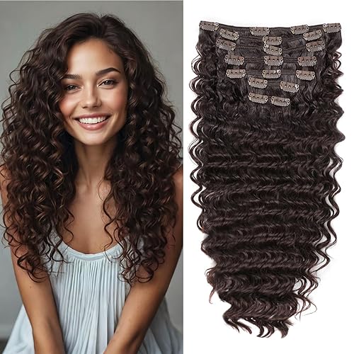 Extensiones de cabello sintético con clip en 140G, lote de 7 piezas de cabello de fibra japonesa resistente al calor, ondas profundascuerpo