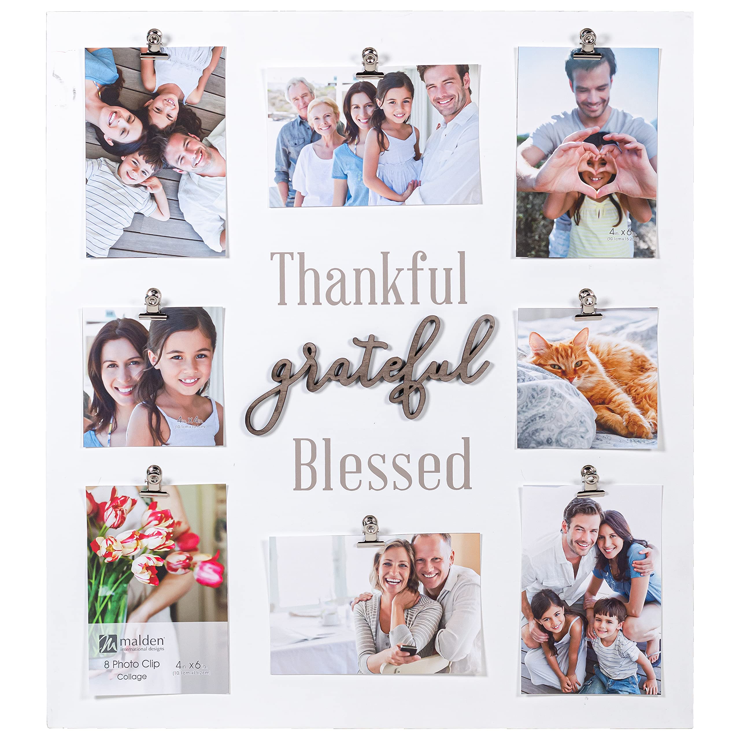 Malden International Photo Clip Wall Collage (Thankful Grateful Blessed)