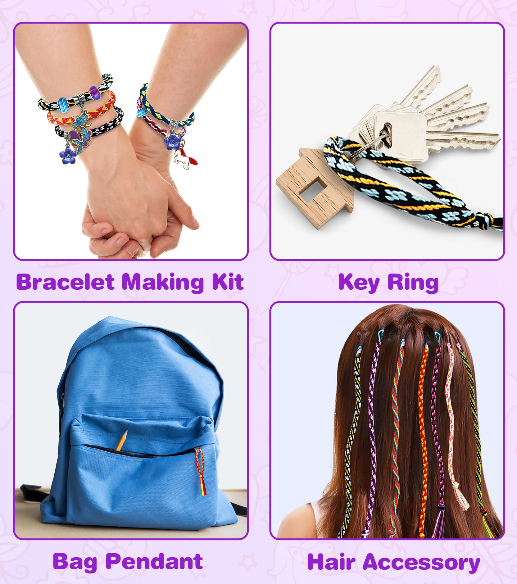 Ophy Kit Crea Braccialetti Bambina con 48 Fasci di Fili 6 Carte, fai da te Regali di Compleanno di Natale per Ragazze dai 7-12 Anni 175