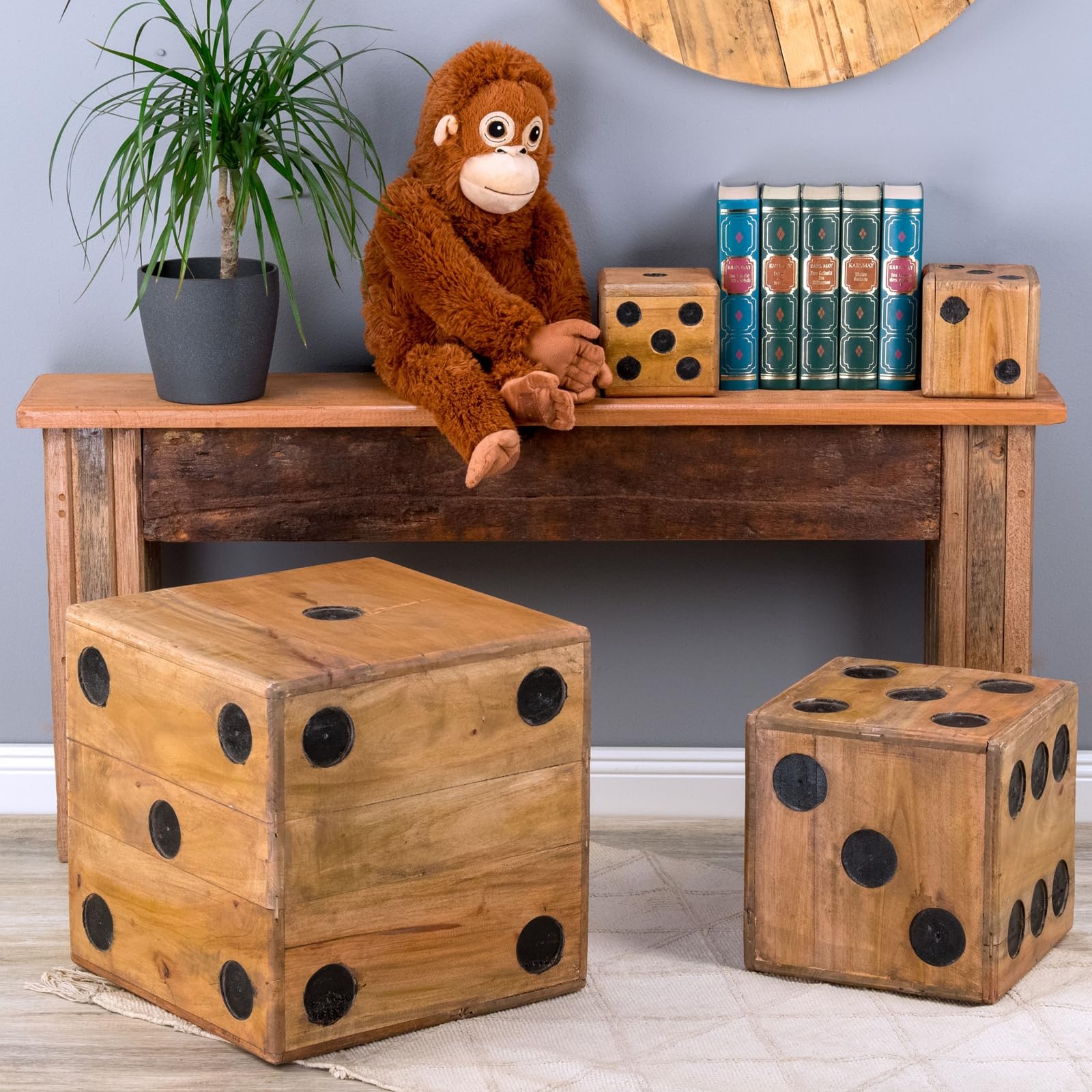 CUBO di Legno Game 35 | Legno Massiccio, 35 cm | Sgabello cubo, Sgabello cubo in Legno, Sgabello per Bambini, cubo per sedersi, Sgabello Floreale, Decorativo