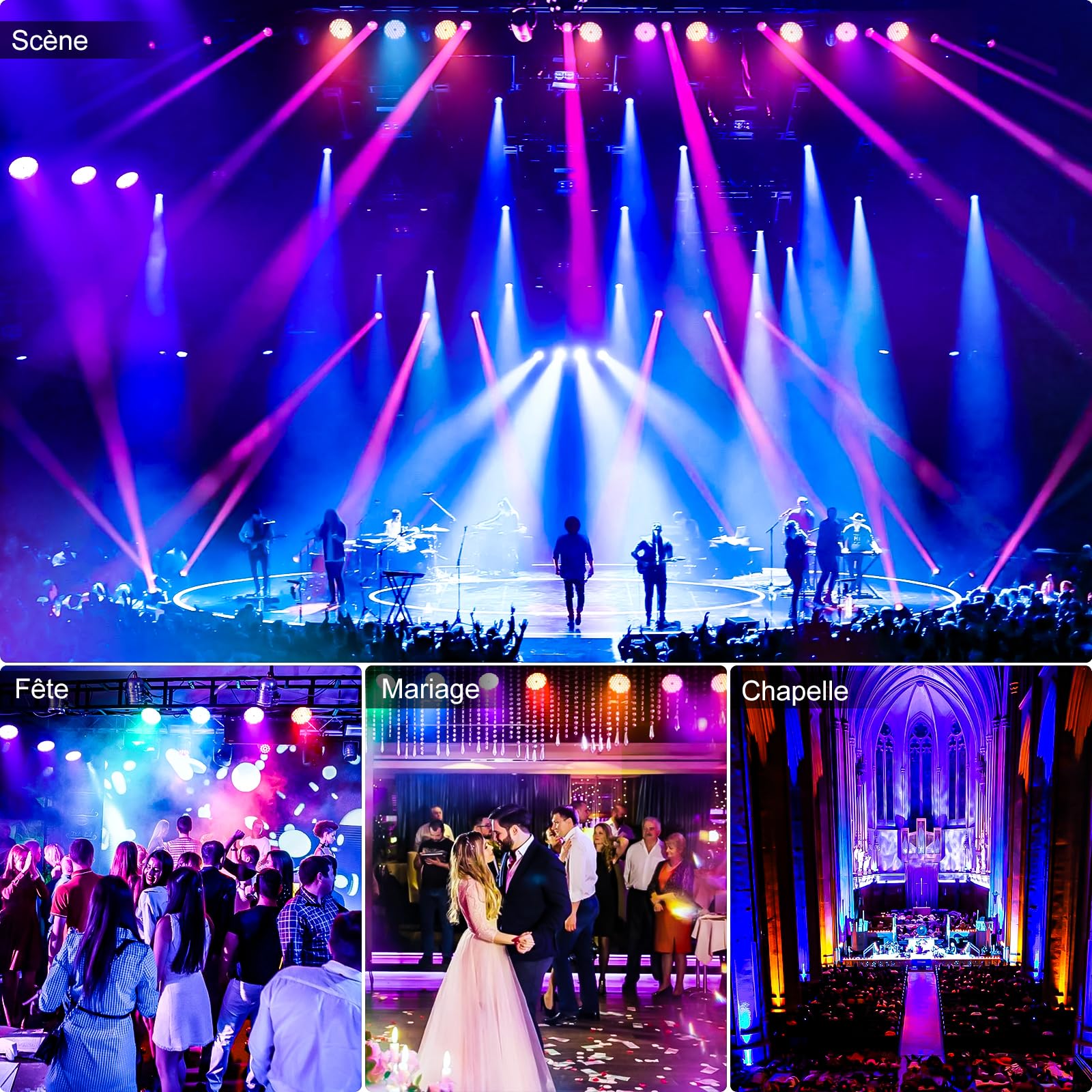 BETOPPER Projecteur de Scène 200W Par LED DMX RGBW Lumière de Scène CRI >90 5000 Lm Jeux de Lumiere Disco Eclairage Scene pour DJ, Fête, Bars, Mariages et Festivals (2)