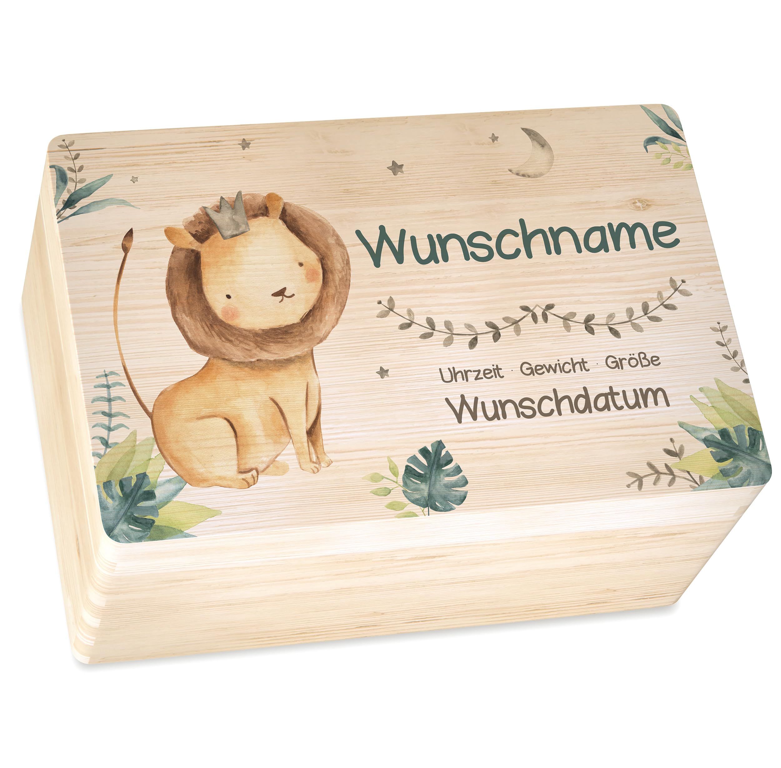 Geschenkfreude Baby Aufbewahrungsbox mit UV Druck - 30x20x14cm - Erinnerungsbox Baby personalisiert - Geschenk zur Geburt - Erinnerungsbox Kinder - personalisierte Holzkiste Neugeborene