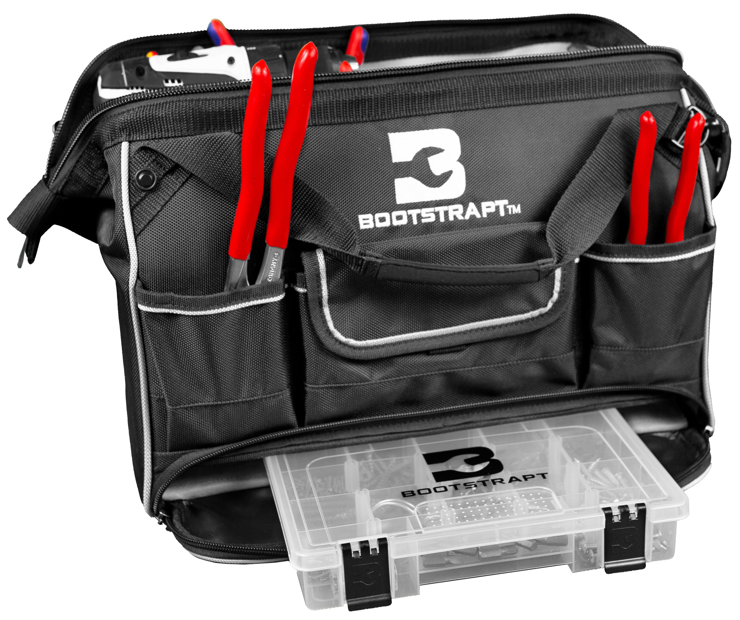 Bolsa Porta Herramientas de Boca Grande de 16 Pulgadas con Compartimento Integrado para Piezas