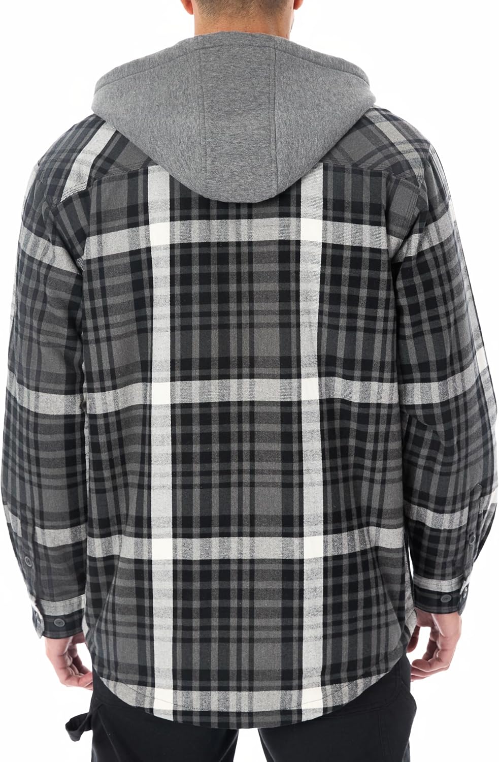 Smith's Workwear Mens Sherpa-Lined Hooded Flannel Shirt-Jacket with Inset - Image 4