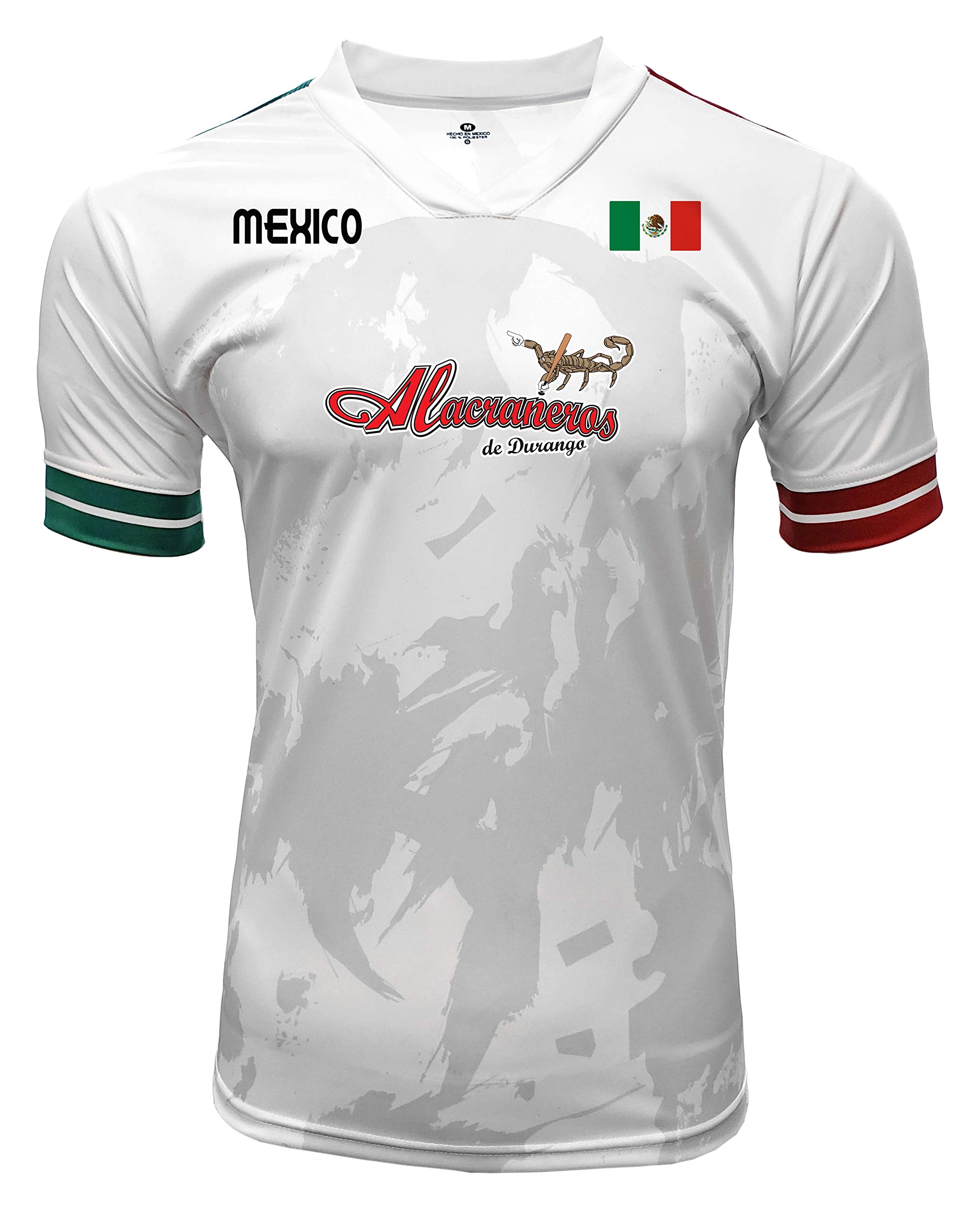 Jersey Mexico Alacraneros de Durango 100% Polyester White/Grey_Made in Mexico (XX-Large)
