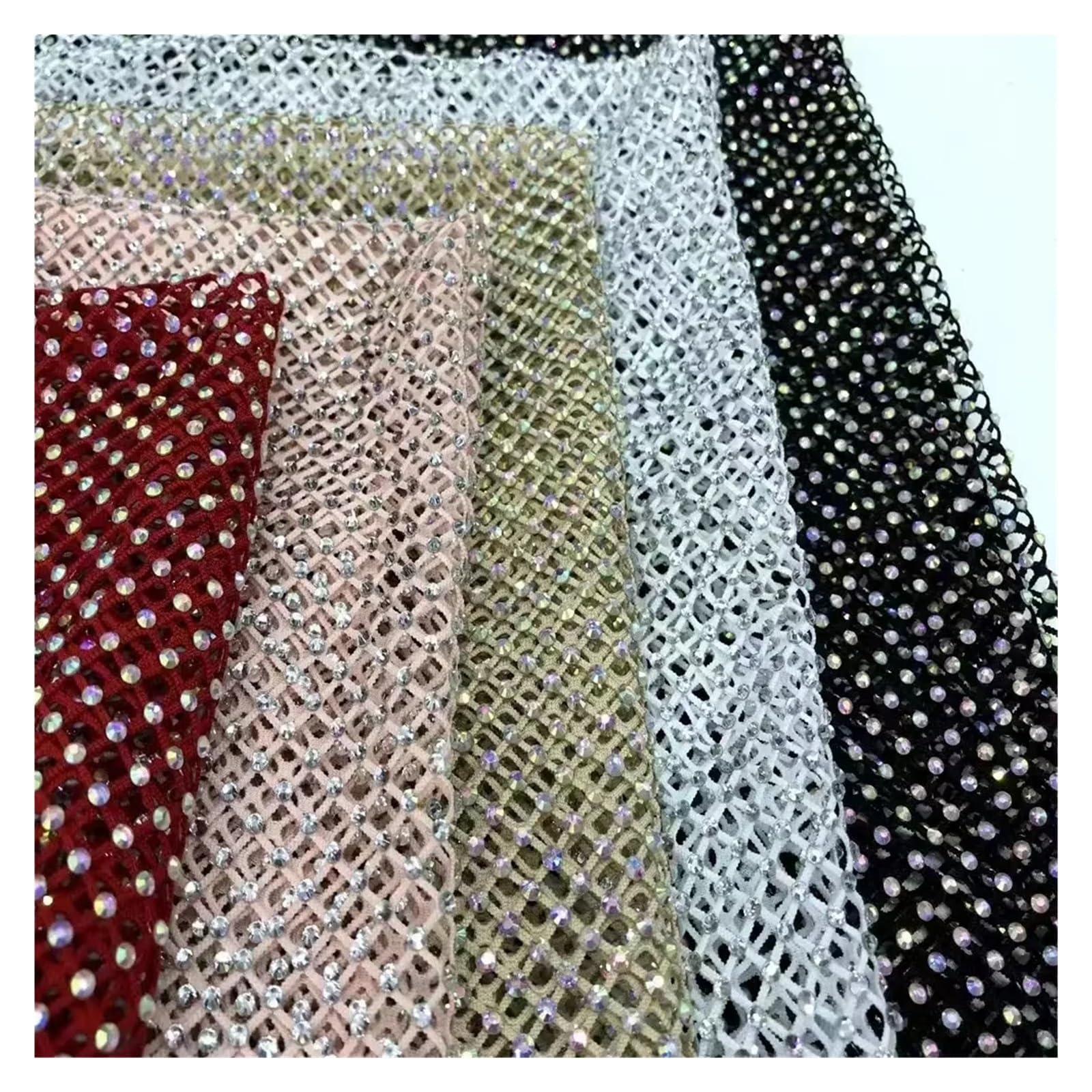 Costura de malla de diamantes de imitación, cinta artesanal, adorno de tela de cristal, cinta de Strass, red con adorno for vestido Garm