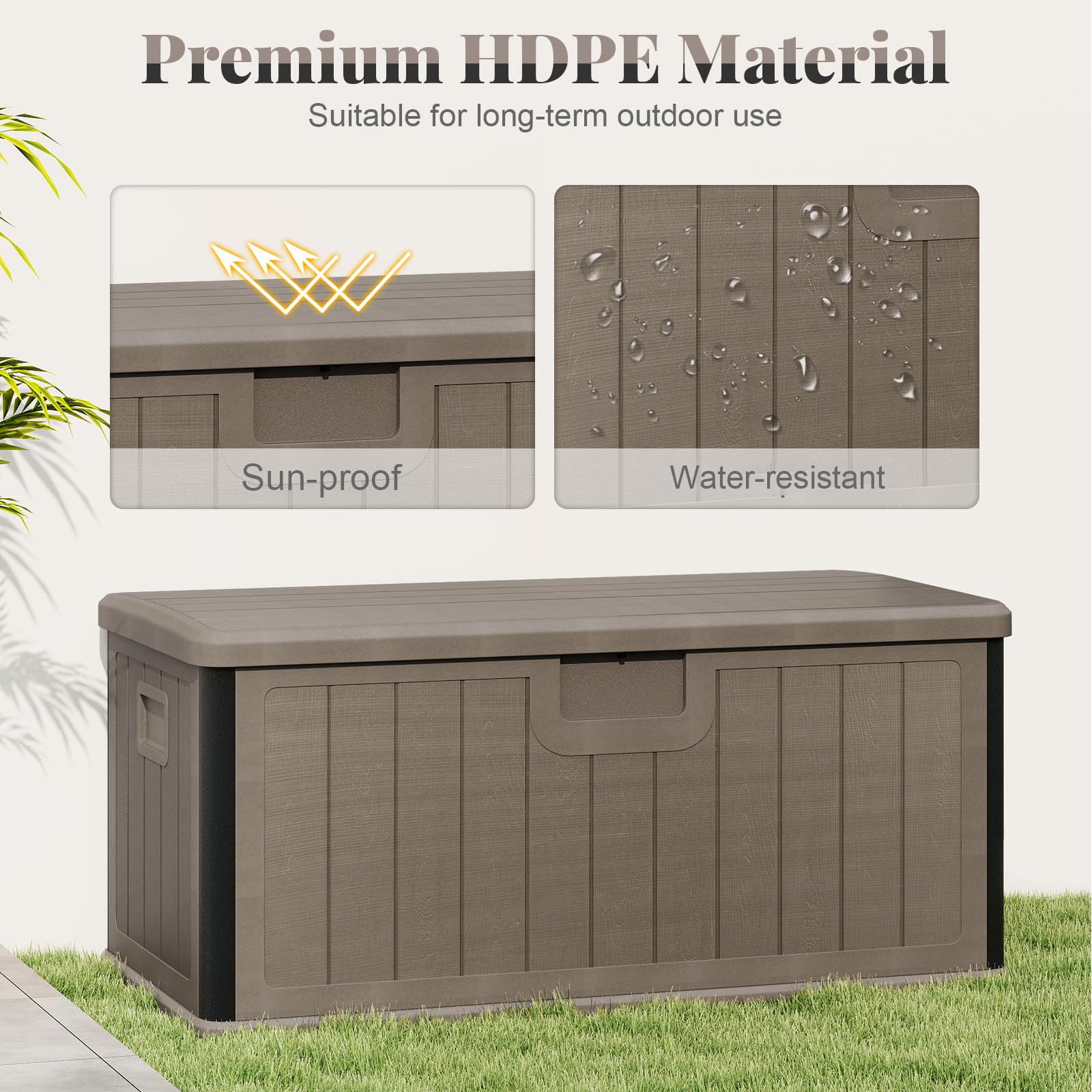 Aufbewahrungsbox Mit Deckel Gartenbox Wetterfest Outdoor AbschließBare Box Wasserdicht Aufbewahrungsbox Garten Balkonschrank Wetterfest Brown