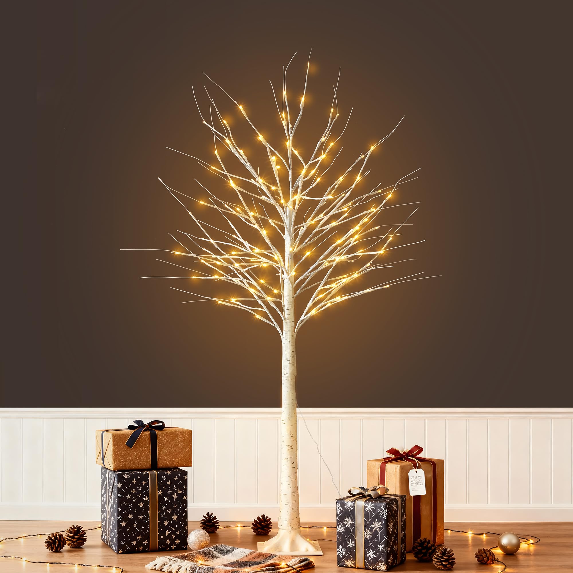 5FT White Birch Tree with Lights