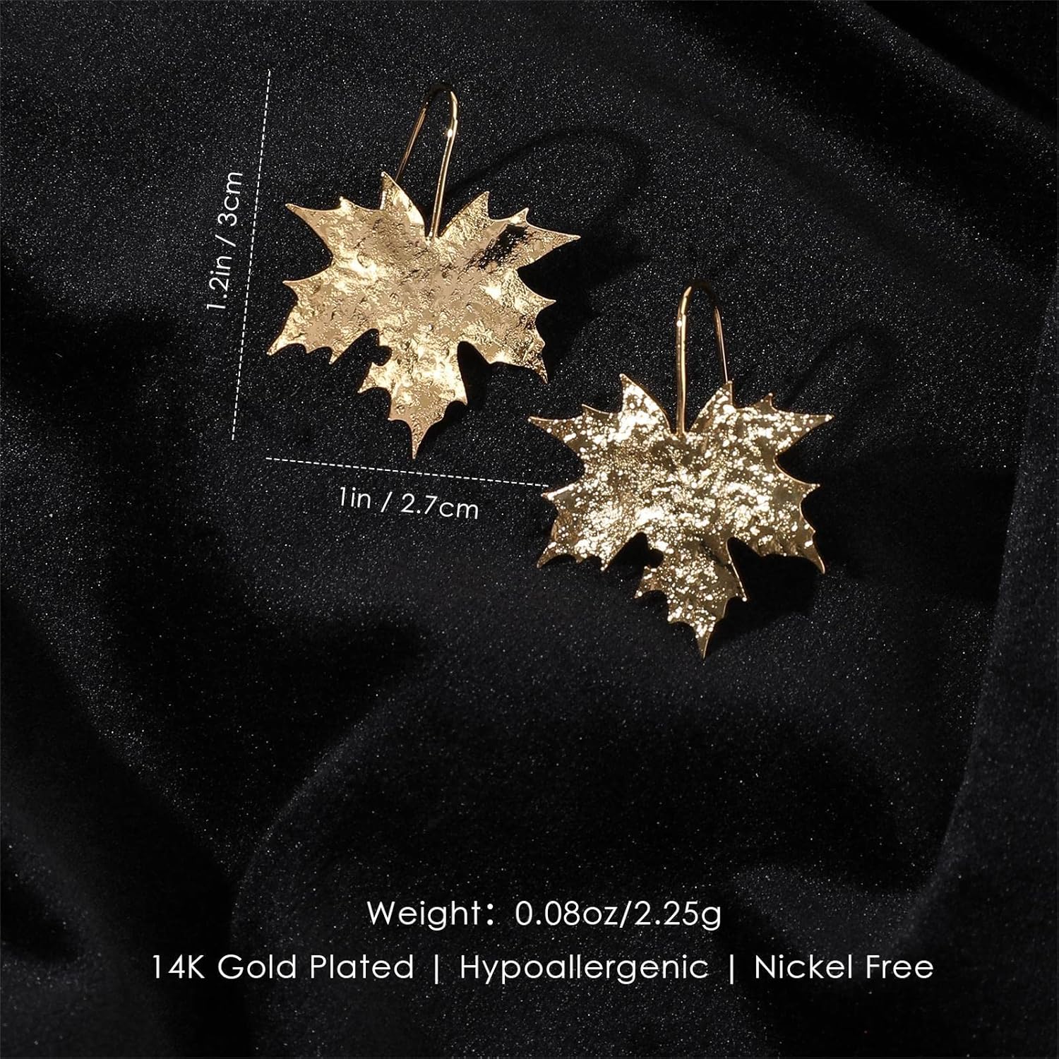 Gold Leaf Earrings for Women Lightweight Statement Palm Leaves Drop Dangle Fall Earring Ginkgo Dangling Monstera Big Filigree Boho Hook Jewelry Birthday Valentine's Day Gift - Image 4