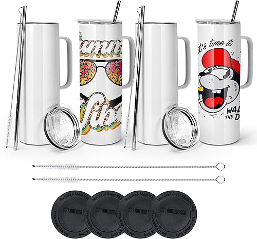 AGH Vasos de sublimaciĂłn de 30 onzas con asa, vasos delgados rectos de acero inoxidable aislados al vacĂo con tapa y pajilla, vasos portátiles de AGH Vasos de sublimaciĂłn de 30 onzas con asa, vasos delgados rectos de acero inoxidable aislados al vacĂo con tapa y pajilla, vasos portátiles de