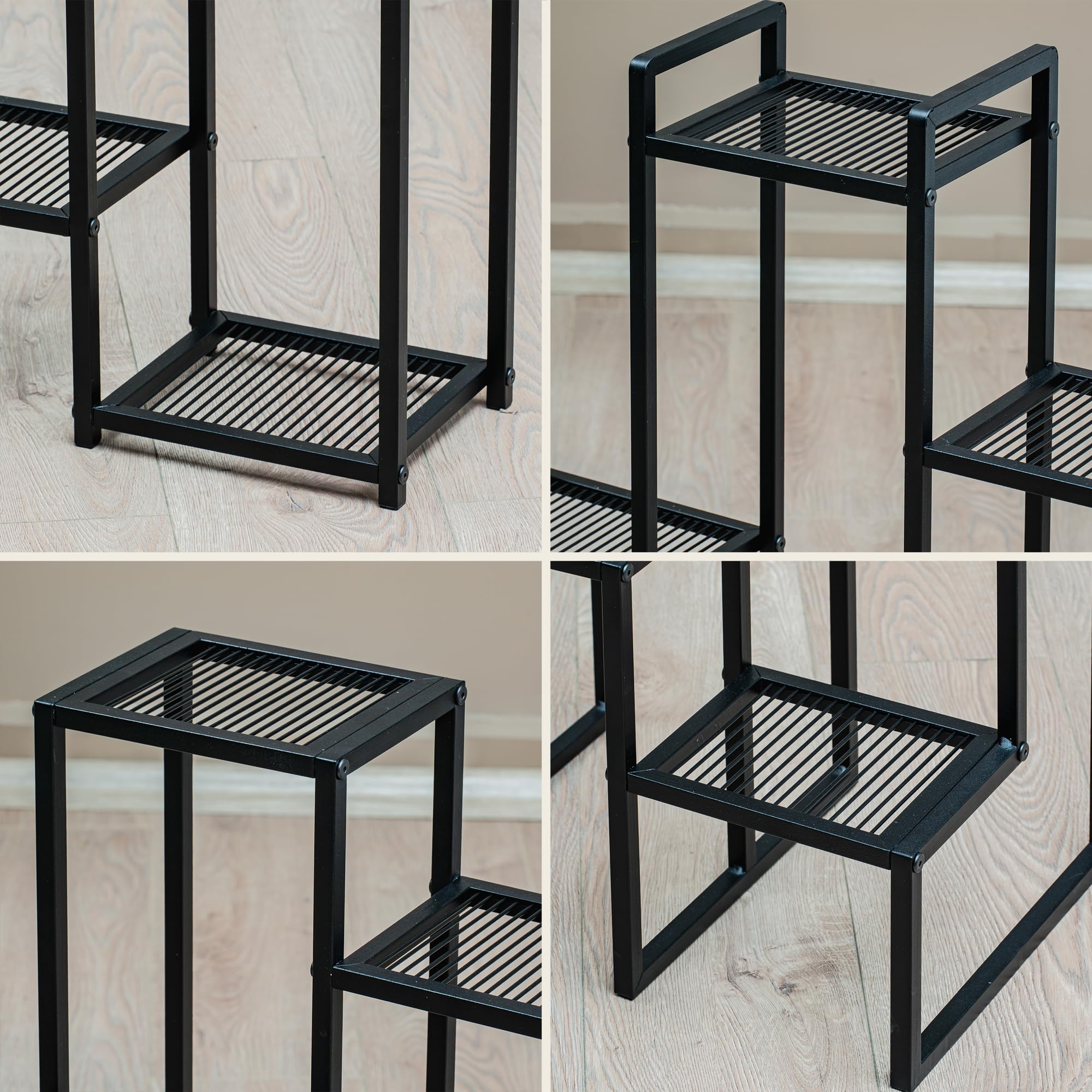 Blumenständer 6 Etagen schwarz Pflanzenständer (Treppenregal)