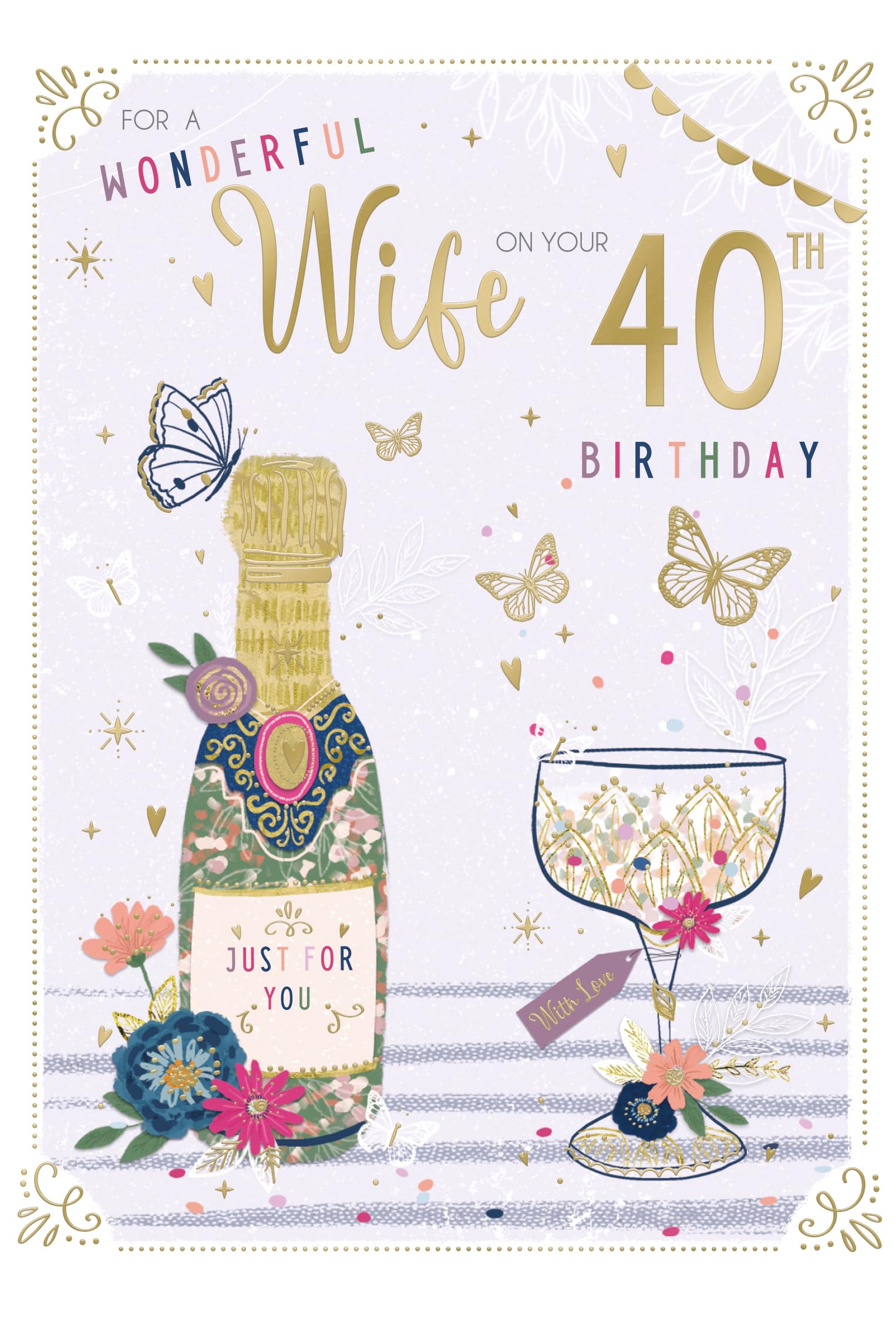 Ic&G, International Cards & Gifts White Wife 40Th Birthday Birthday Card