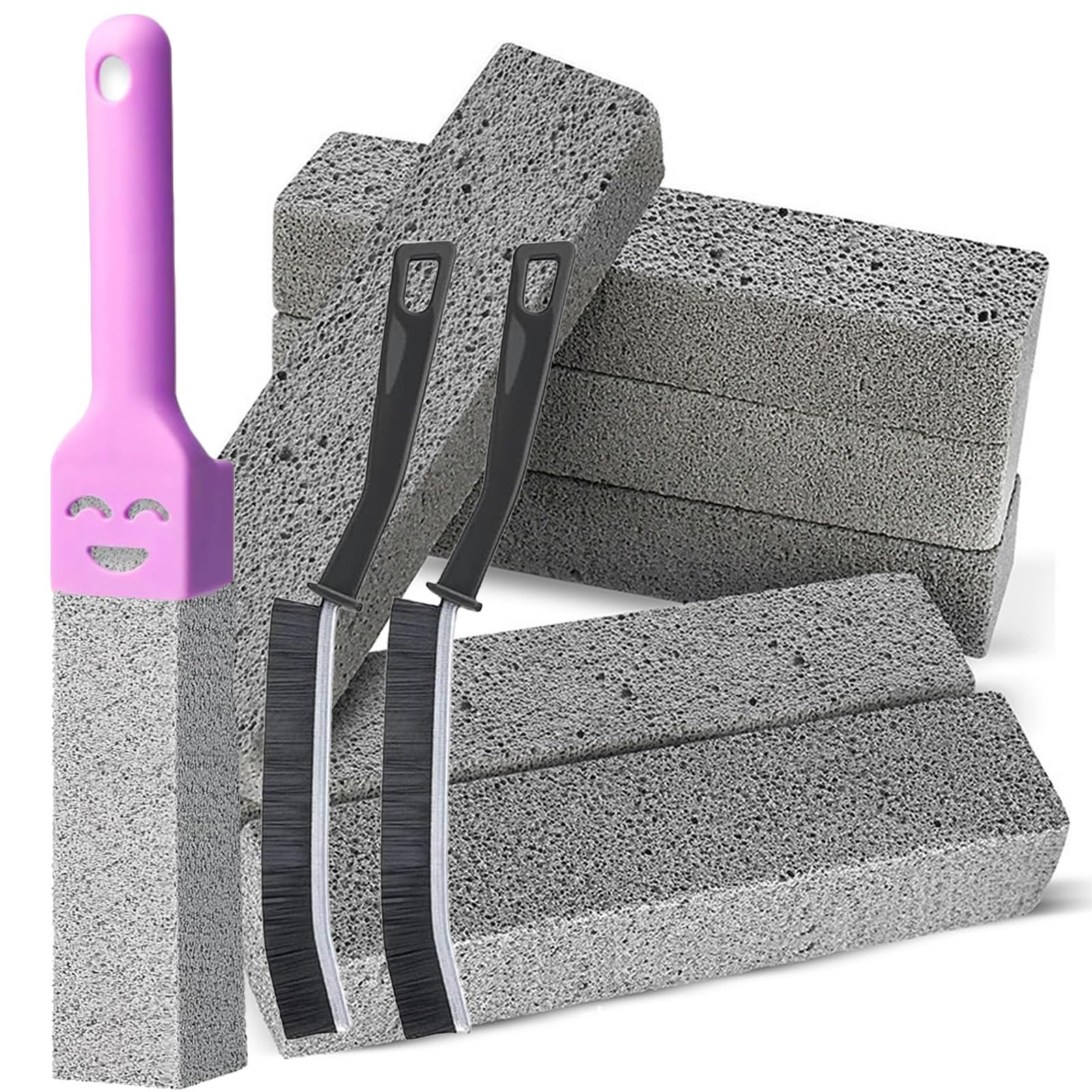 6 Pcs Pumice Stone For Toilet With Handle, 2 Gap Brushes, Toilet Pumice Cleaning Stone, Pumice Cleaning Stick For Remove Toilet Stains, Calcium Buildup And Rust, Cleaning Toilet, Bathroom, Pool,BBQ