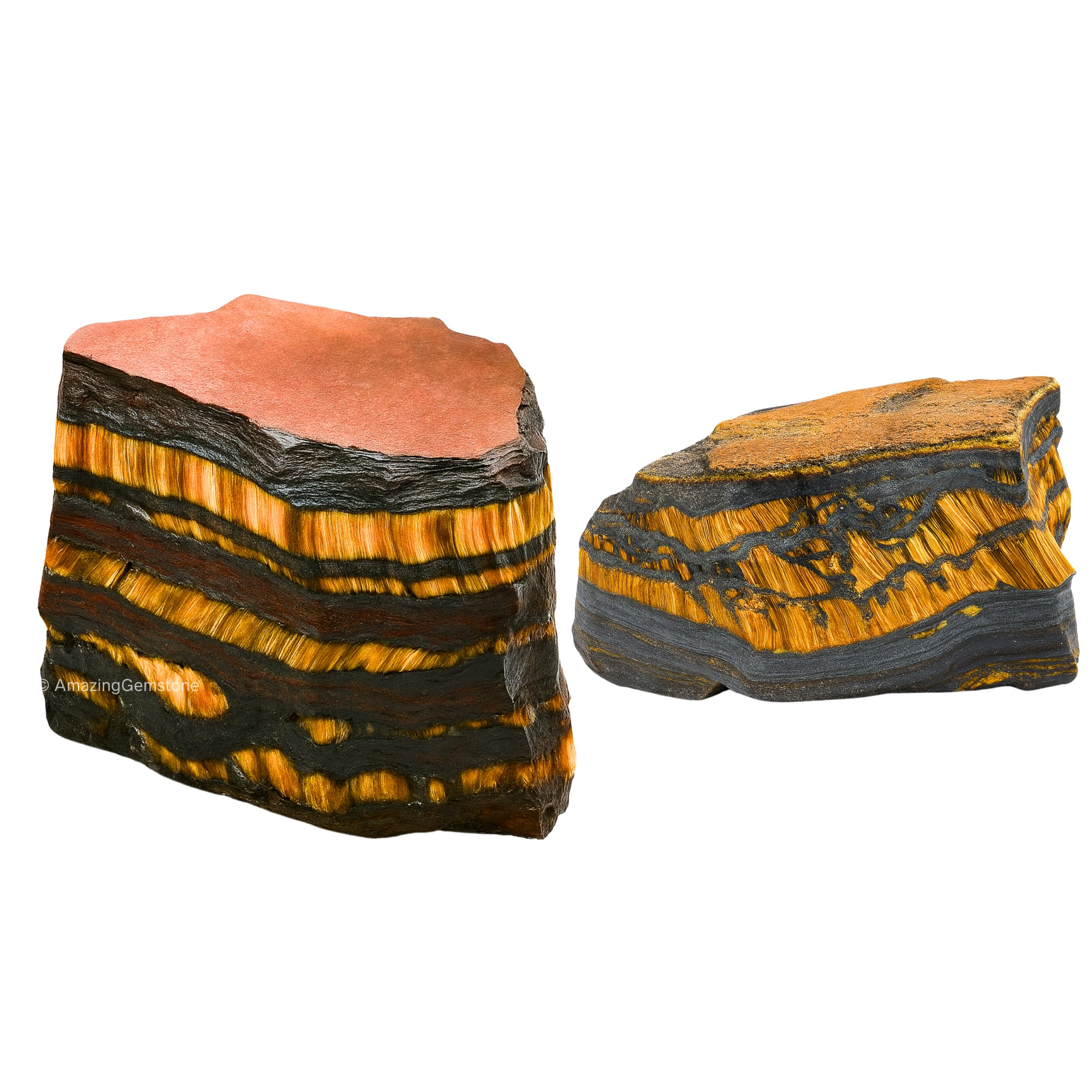 Iron Tiger Eye Crystals and Healing Stones, 2 Piece Raw | Certified Healing Crystal Rough Rocks For Tumbling and DIY Projects Gifts - Positive Energy, Chakra Healing, Meditation