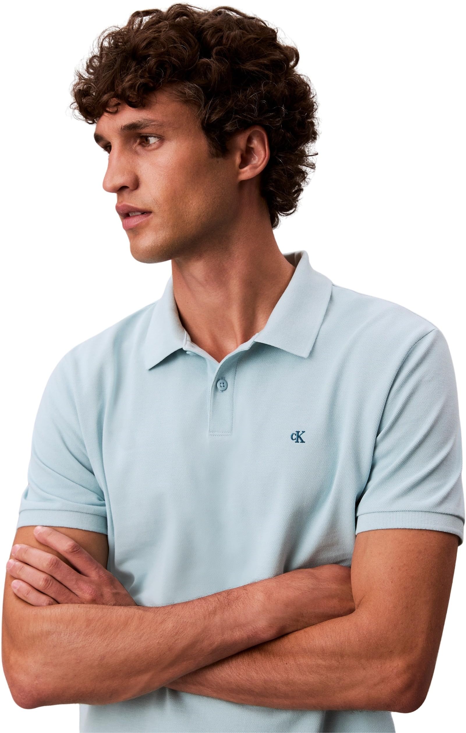 Calvin Klein Uomo Maglietta Polo Maniche Corte Monogram Pique in Cotone