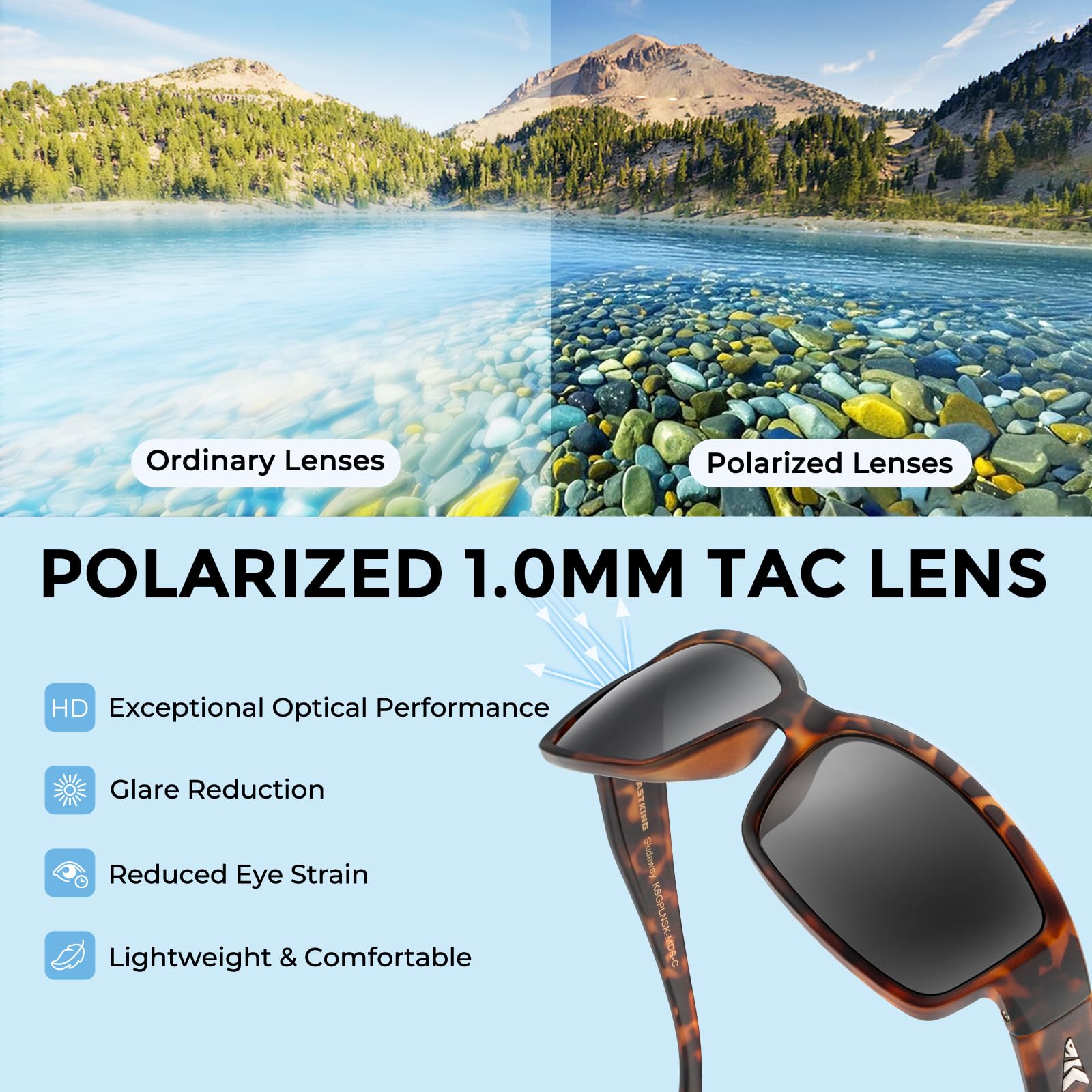 KastKing Gafas de sol deportivas polarizadas Skidaway para hombres y mujeres, ideales para conducción, pesca, ciclismo y correr, protección UV, Marco: Matte Demi / Lente: Humo, Talla única