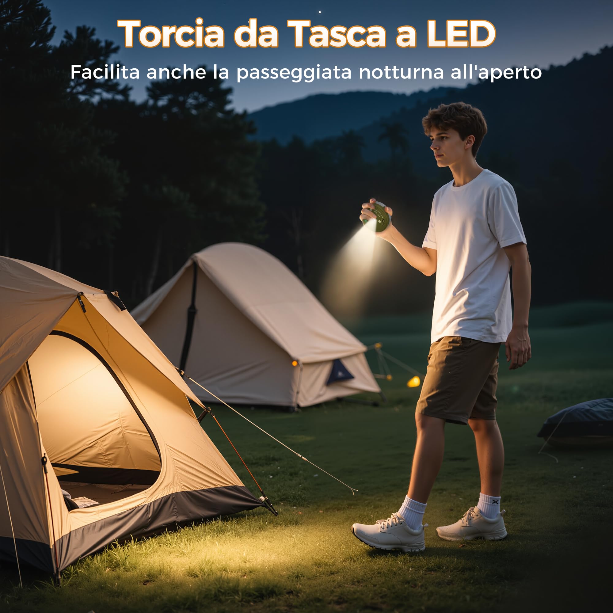 HeiPard Luci Catena Luminosa da Esterno da Campeggio Avvolgibile 10 M 100 LED, 8 Modalità, Timer, Portatile Impermeabile Luci LED da Esterno Ricaricabili USB per Campeggio, Esterni, Balcone, Giardino