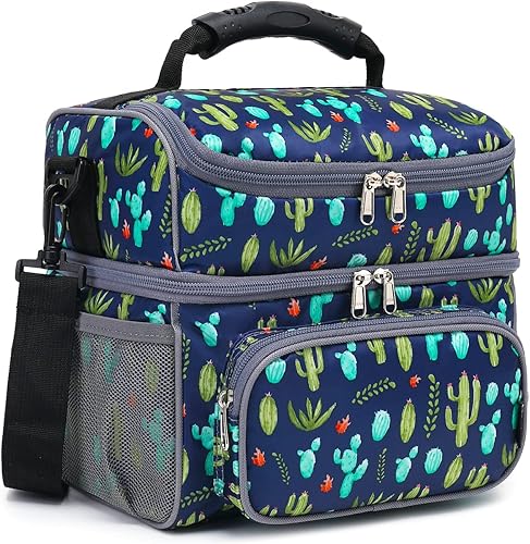 FlowFly Nevera Lonchera Aislada de Doble Capa Caja de Almuerzo para Adultos Bolsa Grande Tipo Tote para Hombres, Mujeres, Con Correa Ajustable,