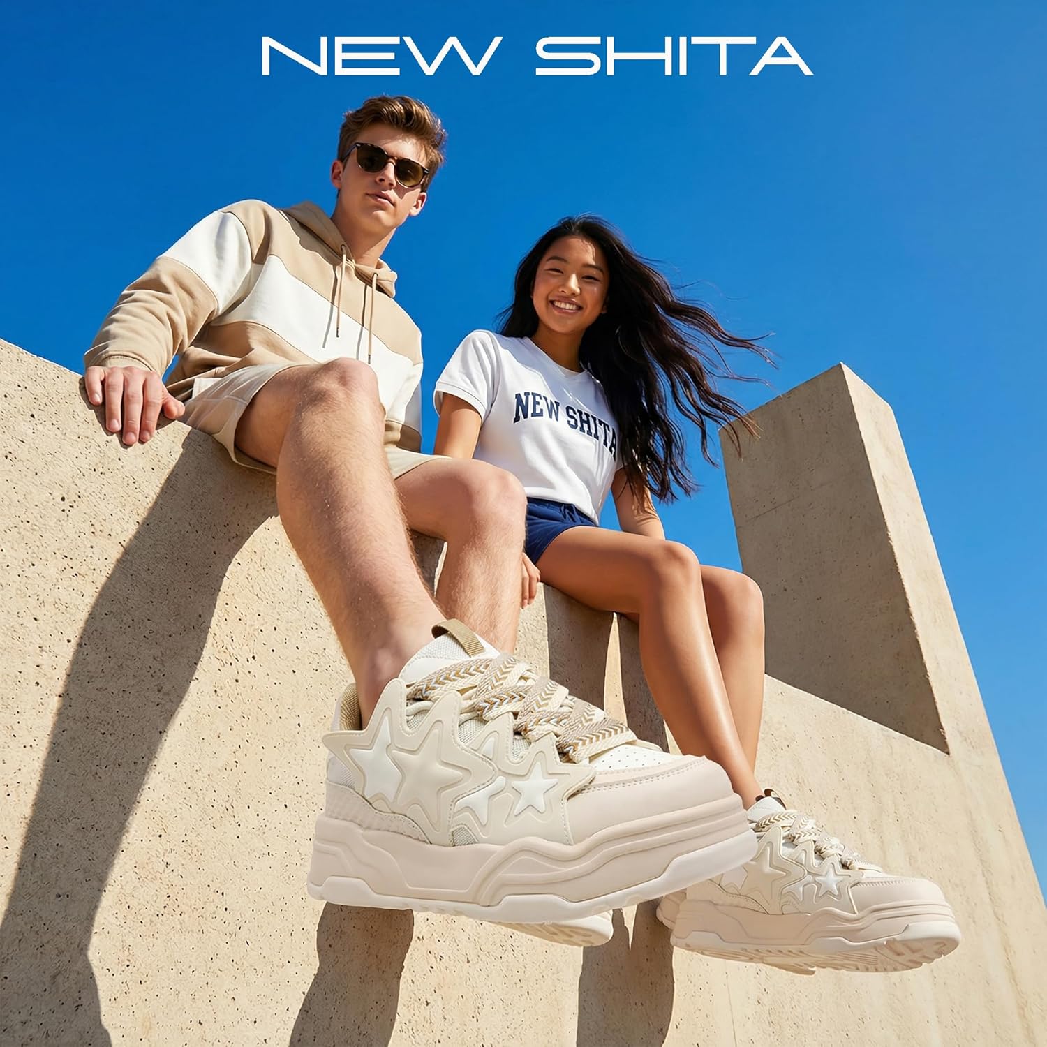 NEW SHITA Unisex Stars Casual Walking Shoes Women's Fashion Cute Platform Chunky Sneakers Trendy Comfortable Men's Tennis - Image 3