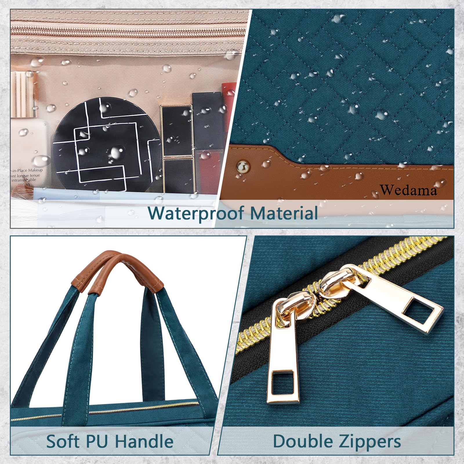Wedama Neceser para mujer, bolsa de aseo colgante de viaje con compartimento organizador de joyas, bolsa de maquillaje, bolsa de maquillaje impermeable, bolsa de viaje para cosméticos, viajes, camping