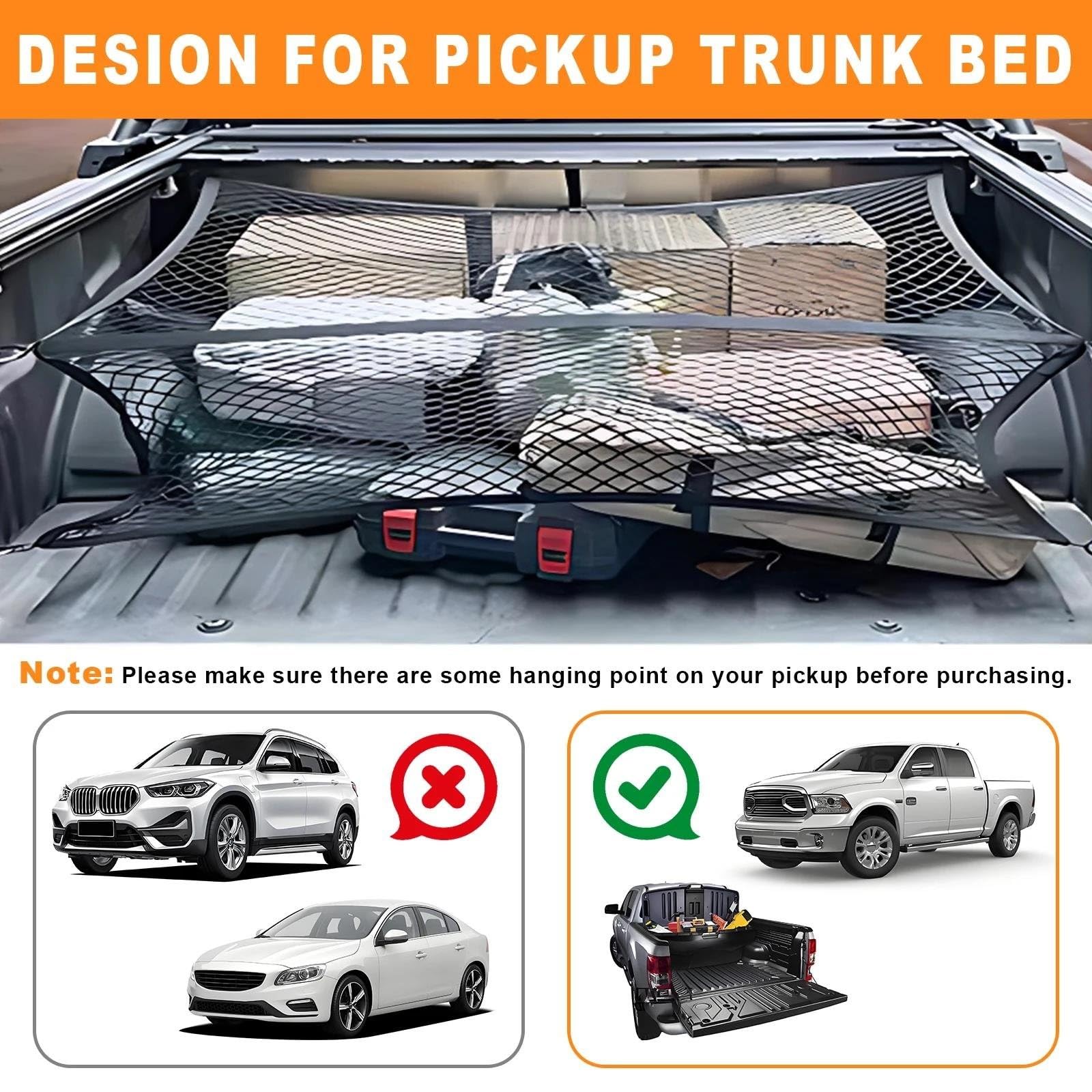 Rete Portaoggetti Auto Rete Di Carico Per Camion Pick-up SUV Furgoni Organizer A Doppio Strato Altamente Elastico Con Borsa Portaoggetti Pieghevole Ed Estensibile Rete da carico(Monolayer)